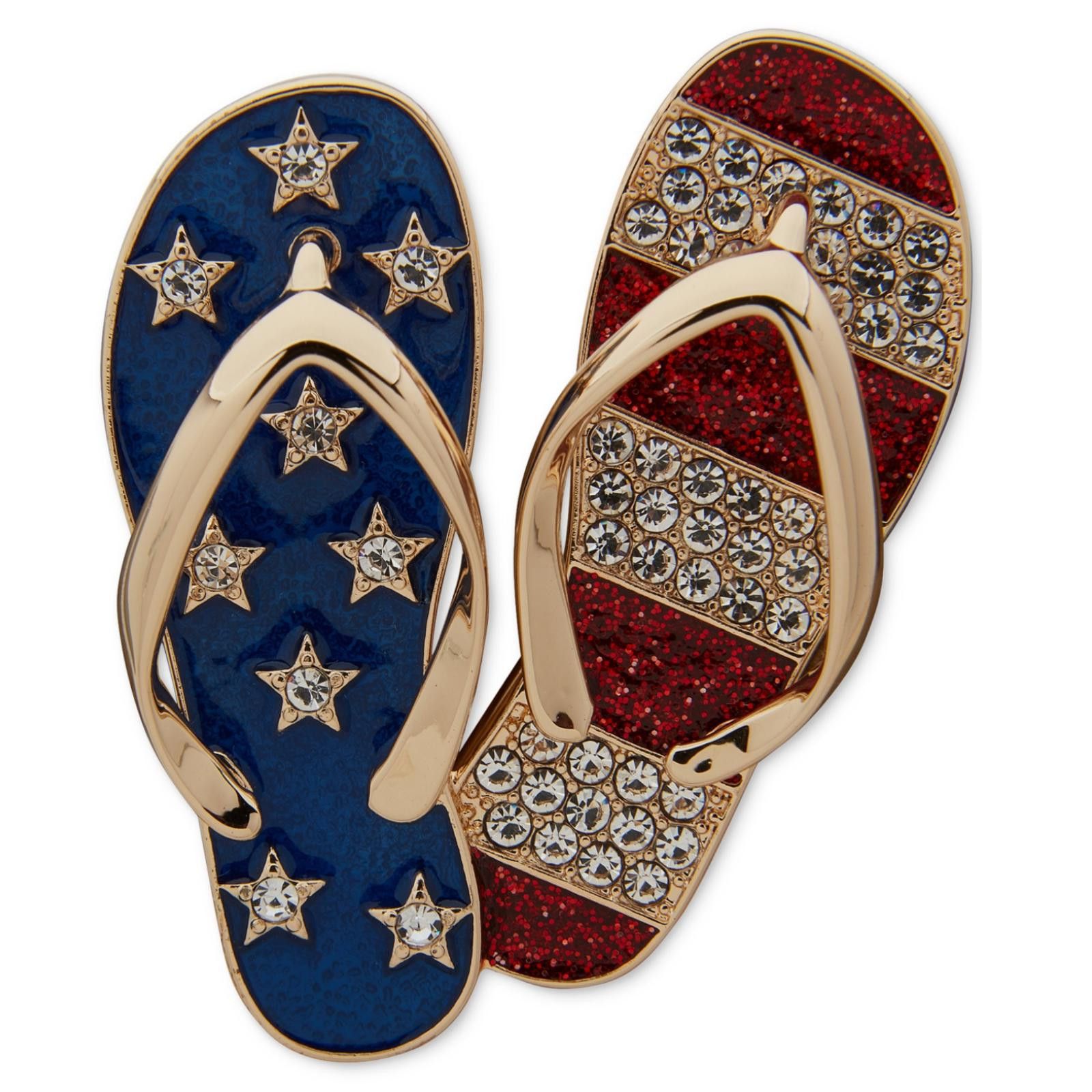 Other Anne Klein Gold-Tone Stars & Stripes Flip-Flops Pin Size ONE SIZE - 1 Thumbnail