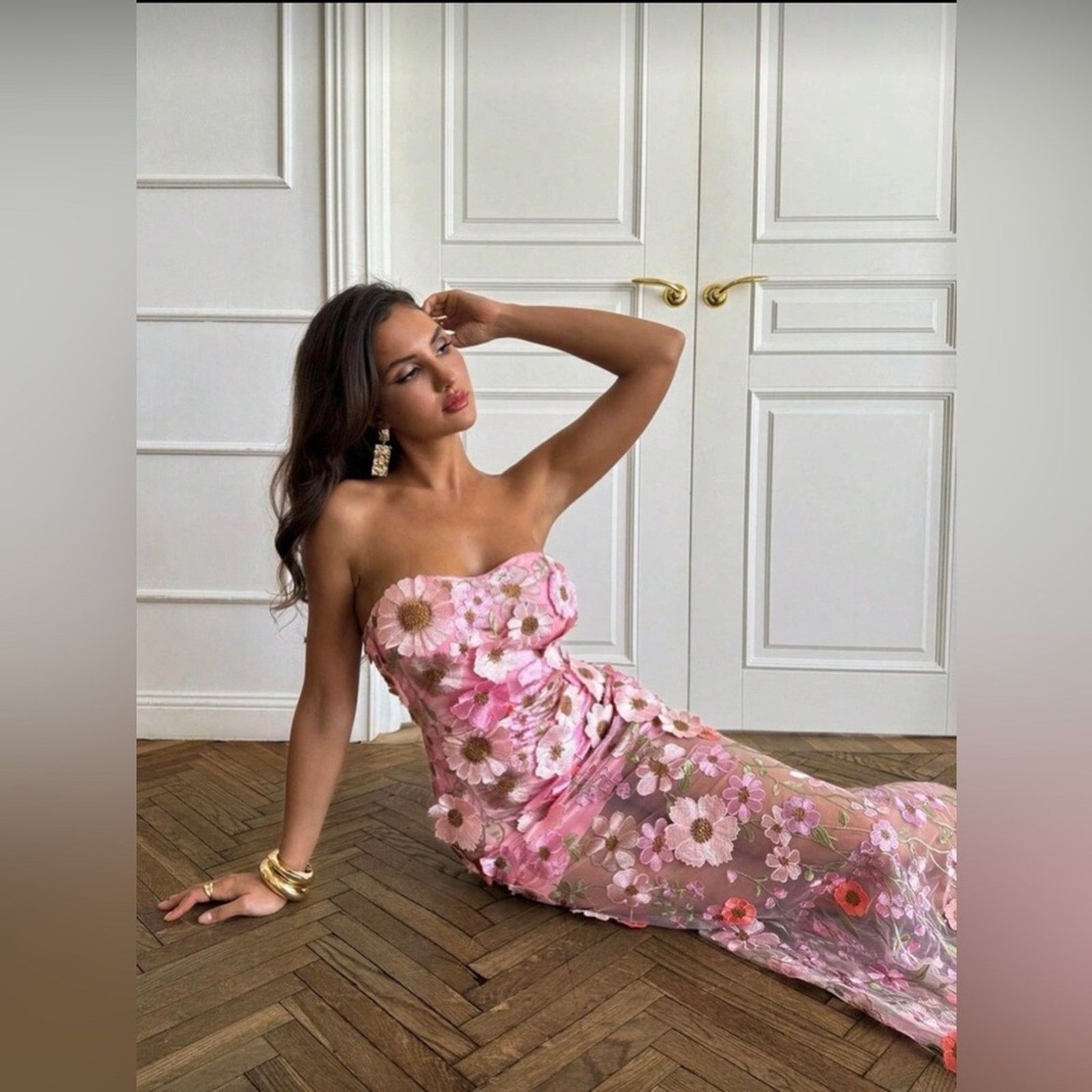 Other New Floral Strapless Pink Mermaid Dress size XS Size XS / US 0-2 / IT 36-38 - 6 Thumbnail