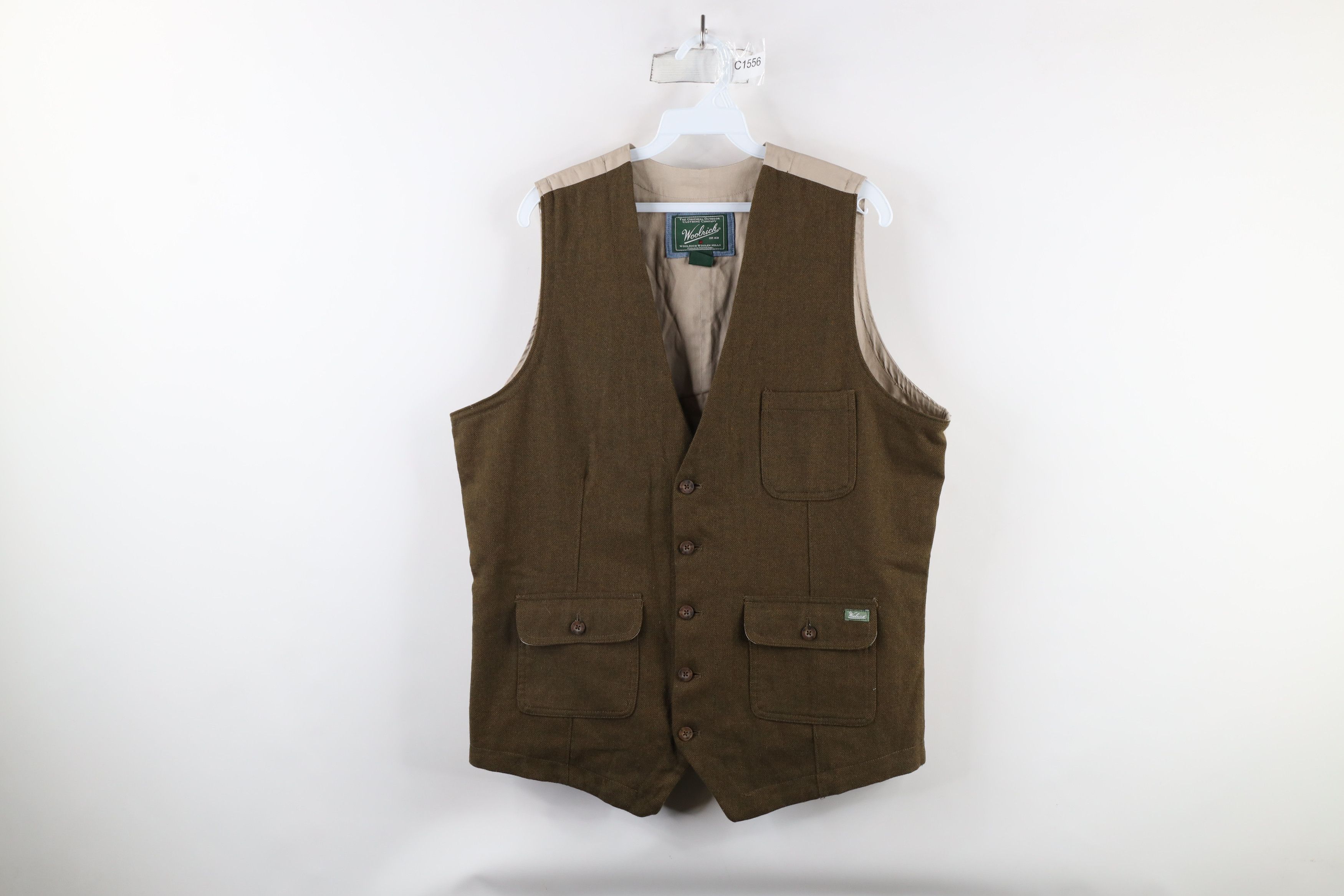 Vintage × Woolrich Woolen Mills Vintage Woolrich Herringbone Buckle Back Vest Jacket Green Size US L / EU 52-54 / 3 - 1 Thumbnail