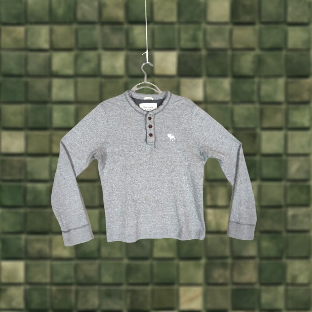 Abercrombie & Fitch VINTAGE Abercrombie & Fitch Shirt Mens XL Slim Gray Henley 90s USA Embroidered Logo Button Knit Cotton Long Sleeve Size US XL / EU 56 / 4 - 1 Thumbnail