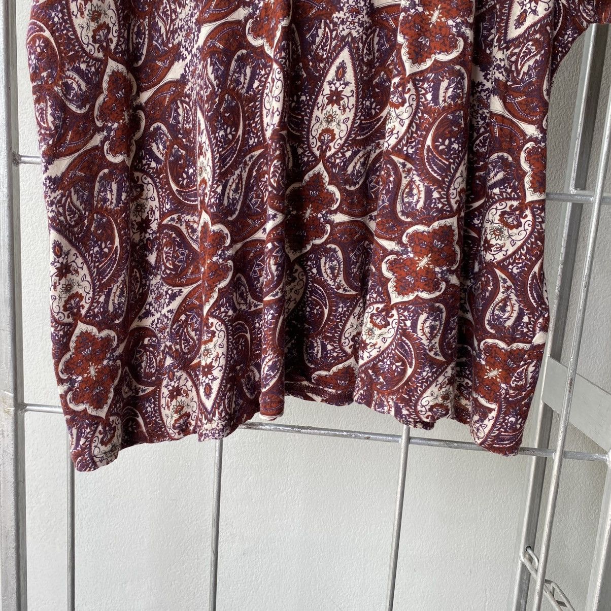 Issey Miyake Plantation Burgundy Paisley Floral Blouse Size M / US 6-8 / IT 42-44 - 4 Thumbnail