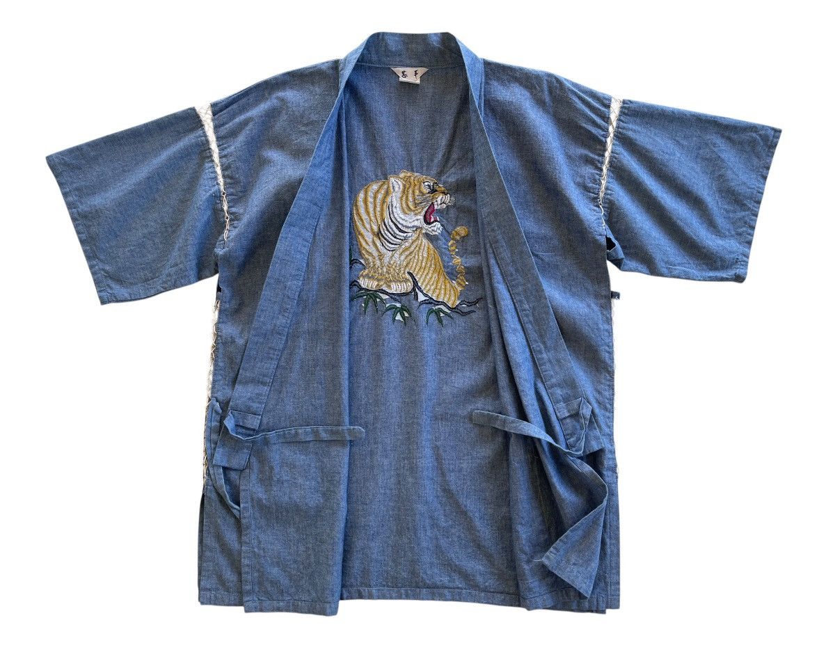 Japanese Brand RARE! Tiger Motif Gold Embroidery Noragi Haori Kimono Size US L / EU 52-54 / 3 - 6 Thumbnail