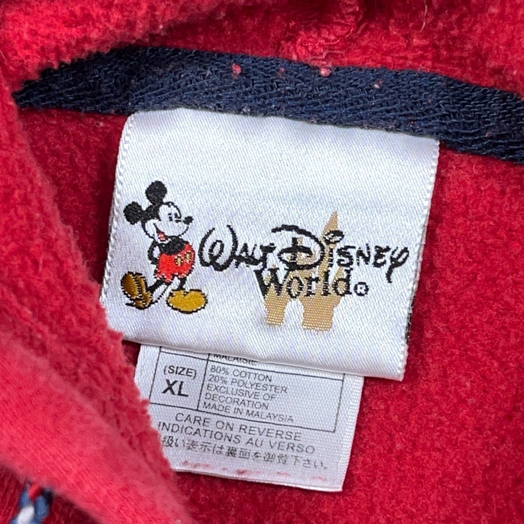Disney VINTAGE Disney Hoodie Mens XL Red Mickey Mouse Embroidered Graphic Print Pullover Sweatshirt Size US XL / EU 56 / 4 - 3 Thumbnail