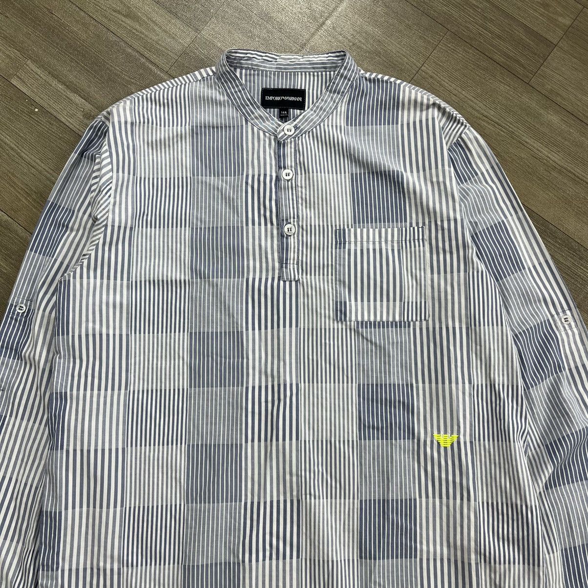 Emporio Armani Vintage Emporio Armani Striped Mandarin Collar Shirt Size US S / EU 44-46 / 1 - 2 Thumbnail