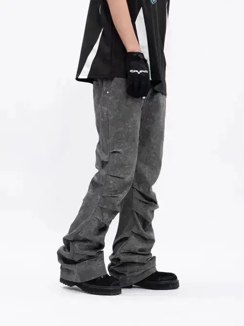 Japanese Brand × Jean Vintage washed gray pleated micro-flare jeans Size US 32 / EU 48 - 2 Thumbnail