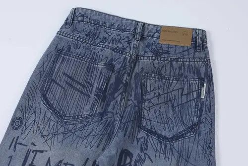 VIBE Buggy jeans for men and women with graffiti print y2k Size US 34 / EU 50 - 8 Thumbnail