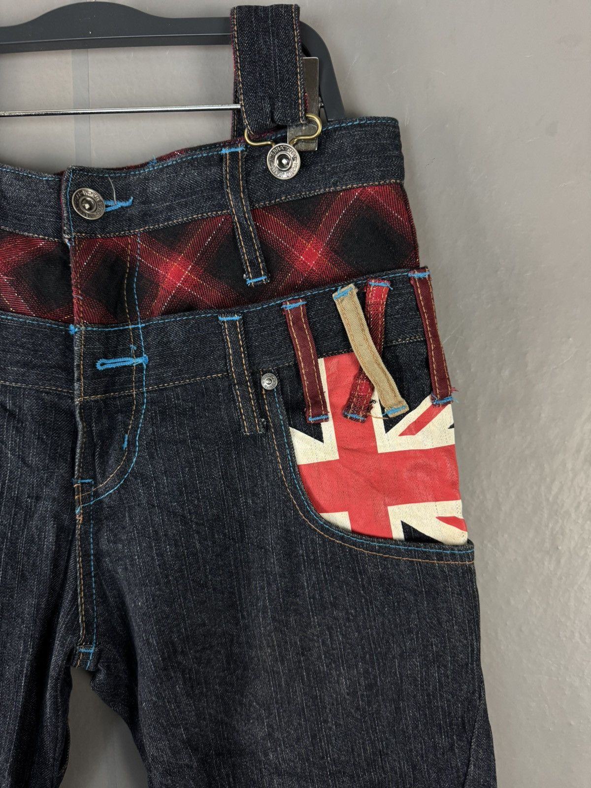 Japanese Brand JAPANESE DESIGN DOUBLE WAIST CURVED PUNK STYLE DENIM JEANS Size US 29 - 2 Thumbnail