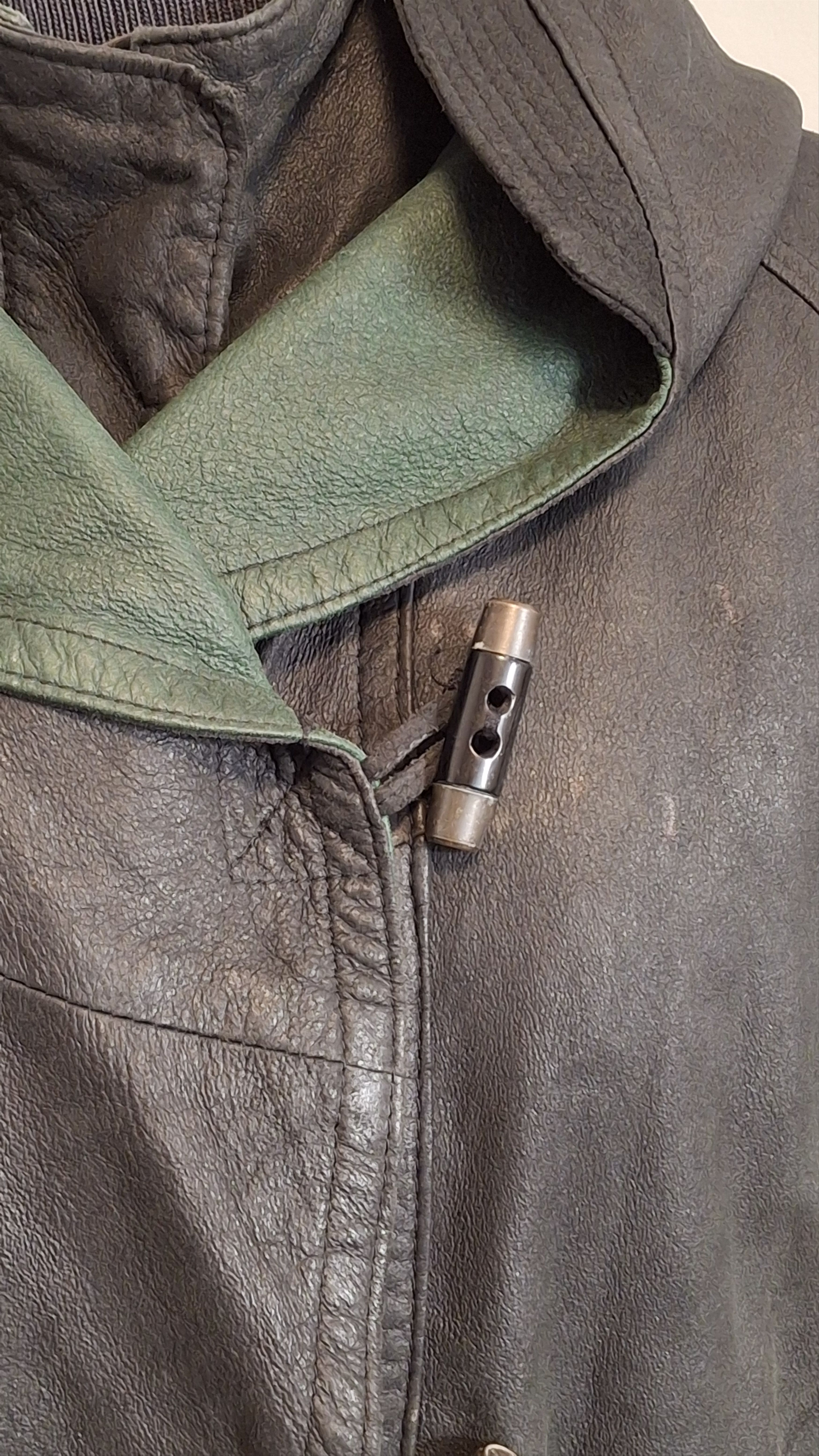 Vintage Vintage 80s Oversized Hooded Leather Parka Graphite/Green Size M / US 6-8 / IT 42-44 - 5 Thumbnail