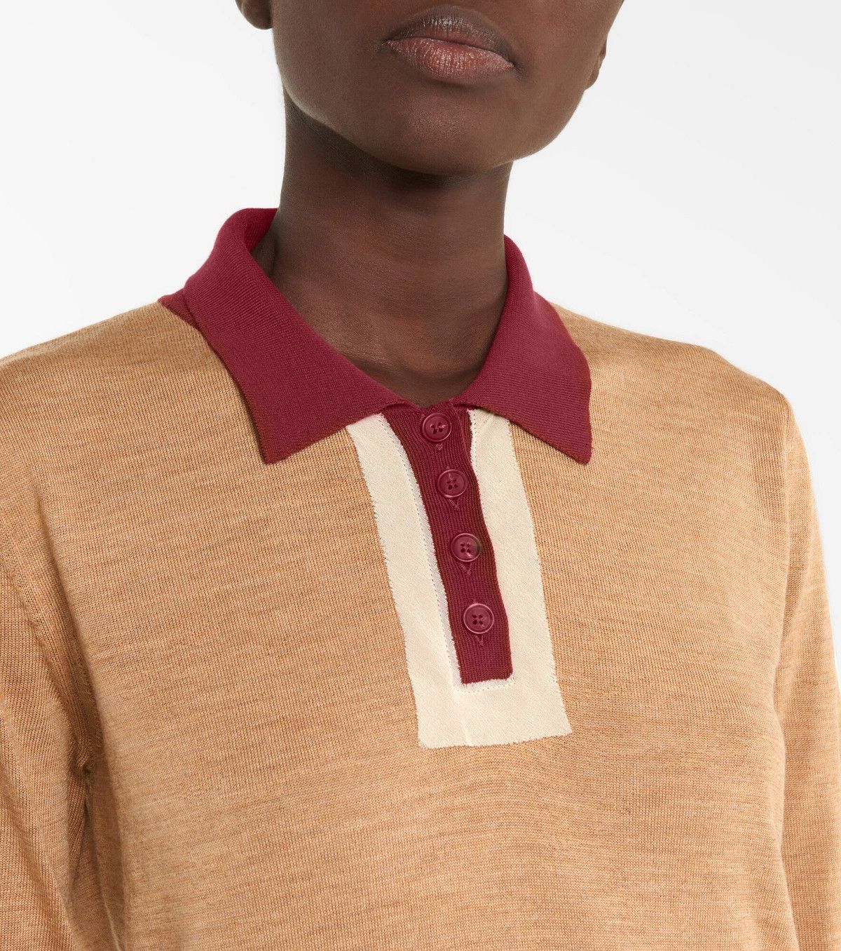 Maison Margiela o1y0625 Polo Sweater in Camel/Burgundy Size M / US 6-8 / IT 42-44 - 2 Thumbnail