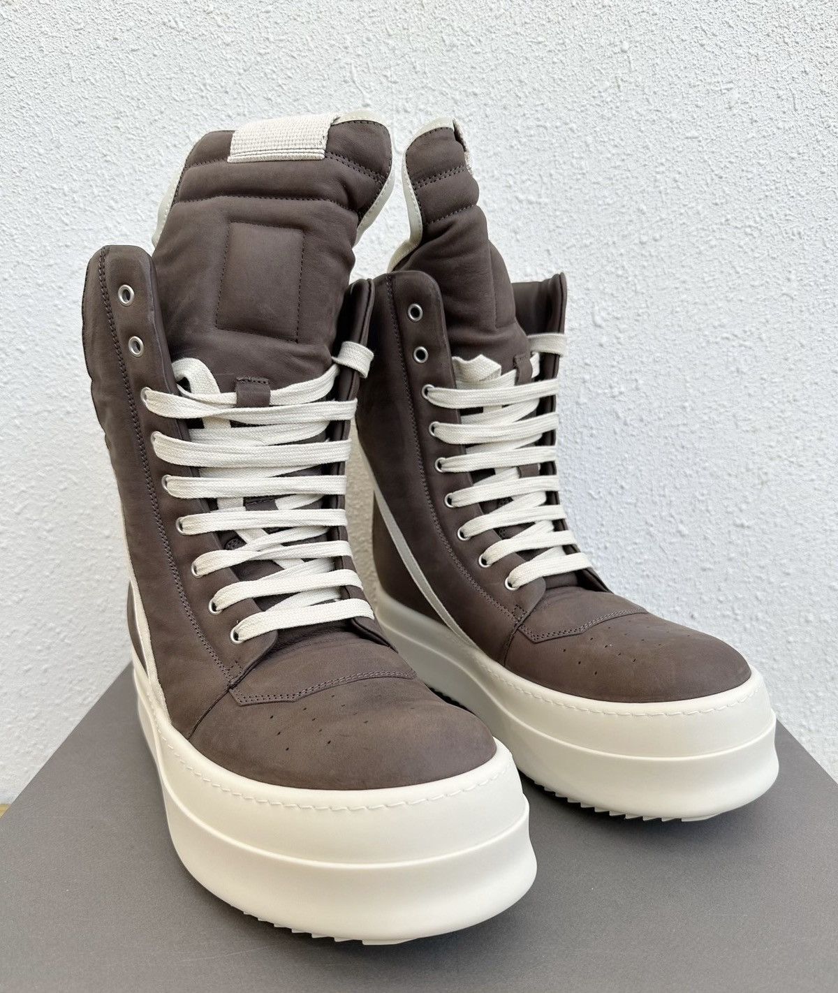 Rick Owens Rick Owens Mega Platform Geobasket White & Brown Size US 8.5 / EU 41-42 - 6 Thumbnail