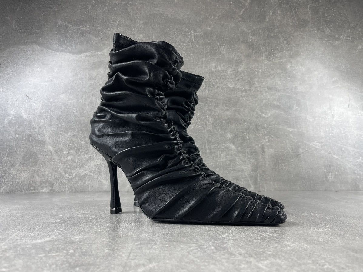 Alexander Wang Alexander Wang Ruched Leather High Heel Ankle Boots Black Size US 7 / IT 37 - 2 Thumbnail