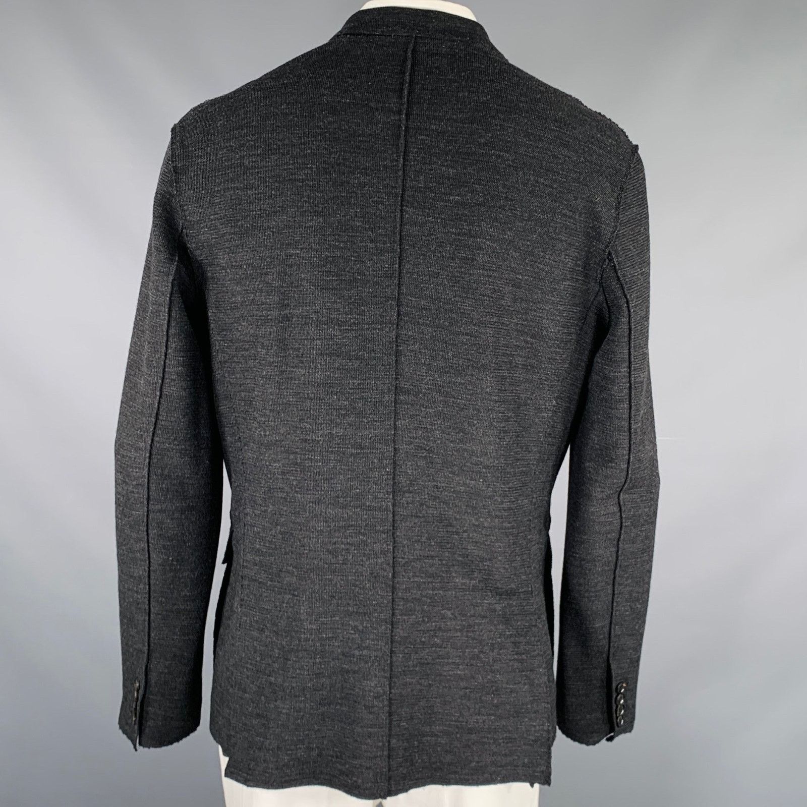 Kris Van Assche Size 42 Black Distressed Cotton Blend Sport Coat Size 42R - 3 Thumbnail
