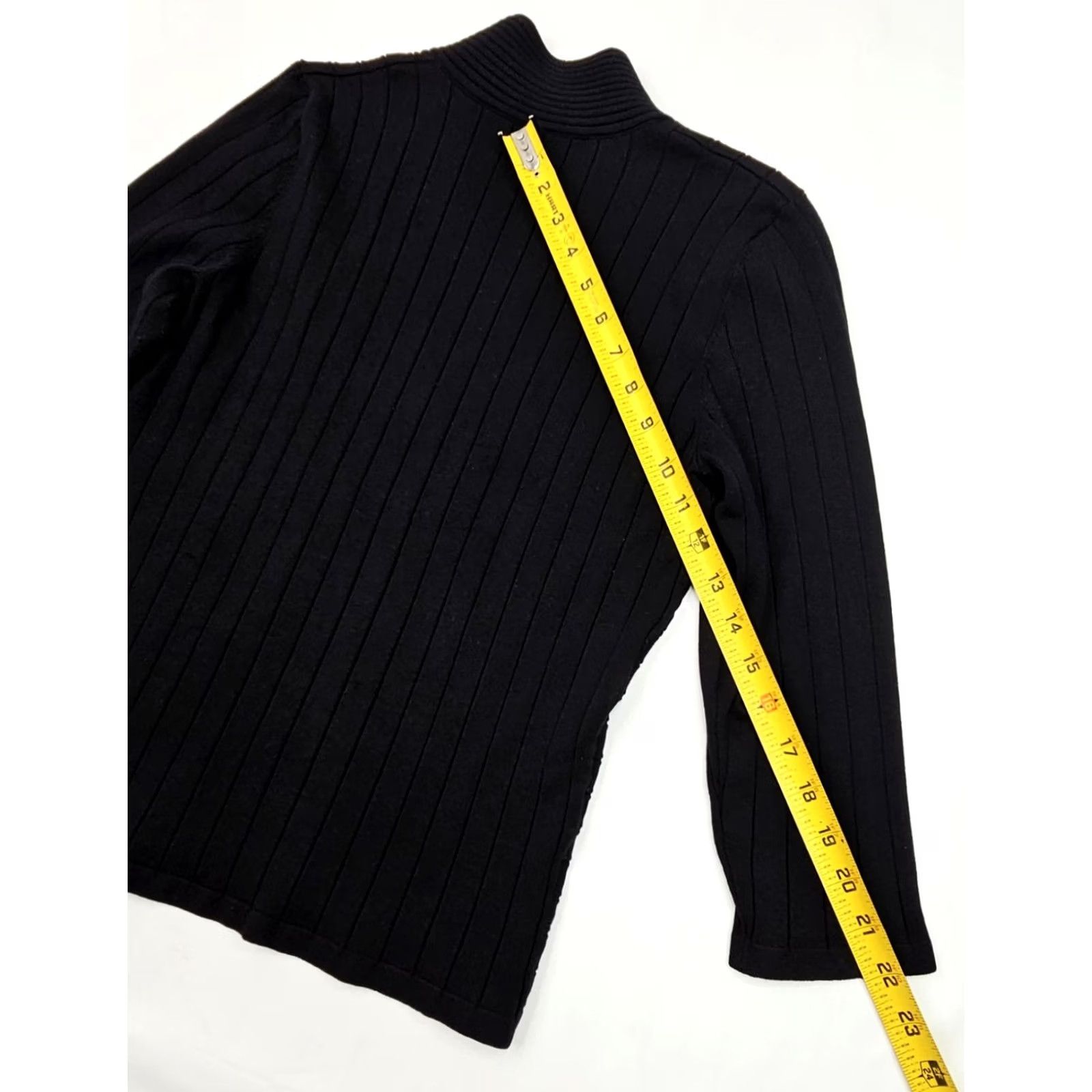 White House Black Market White House Black Market Blouse Silk Blend Chelsea Collar Rib 3/4 Sleeve Black M Womens Regular Top Shirt Size M / US 6-8 / IT 42-44 - 7 Thumbnail