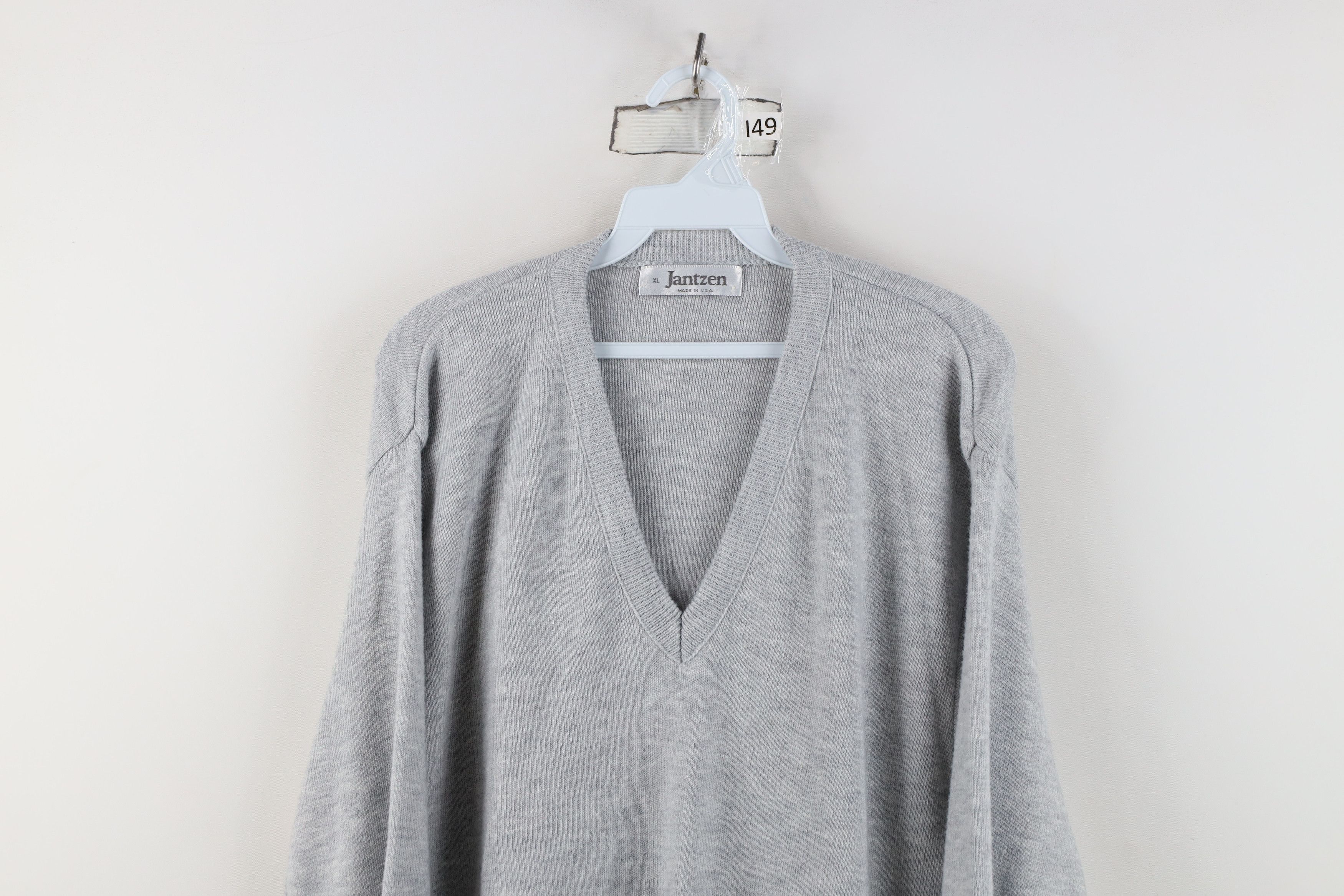 Vintage Vintage 70s Streetwear Knit V-Neck Sweater Heather Gray USA Size US XL / EU 56 / 4 - 2 Thumbnail