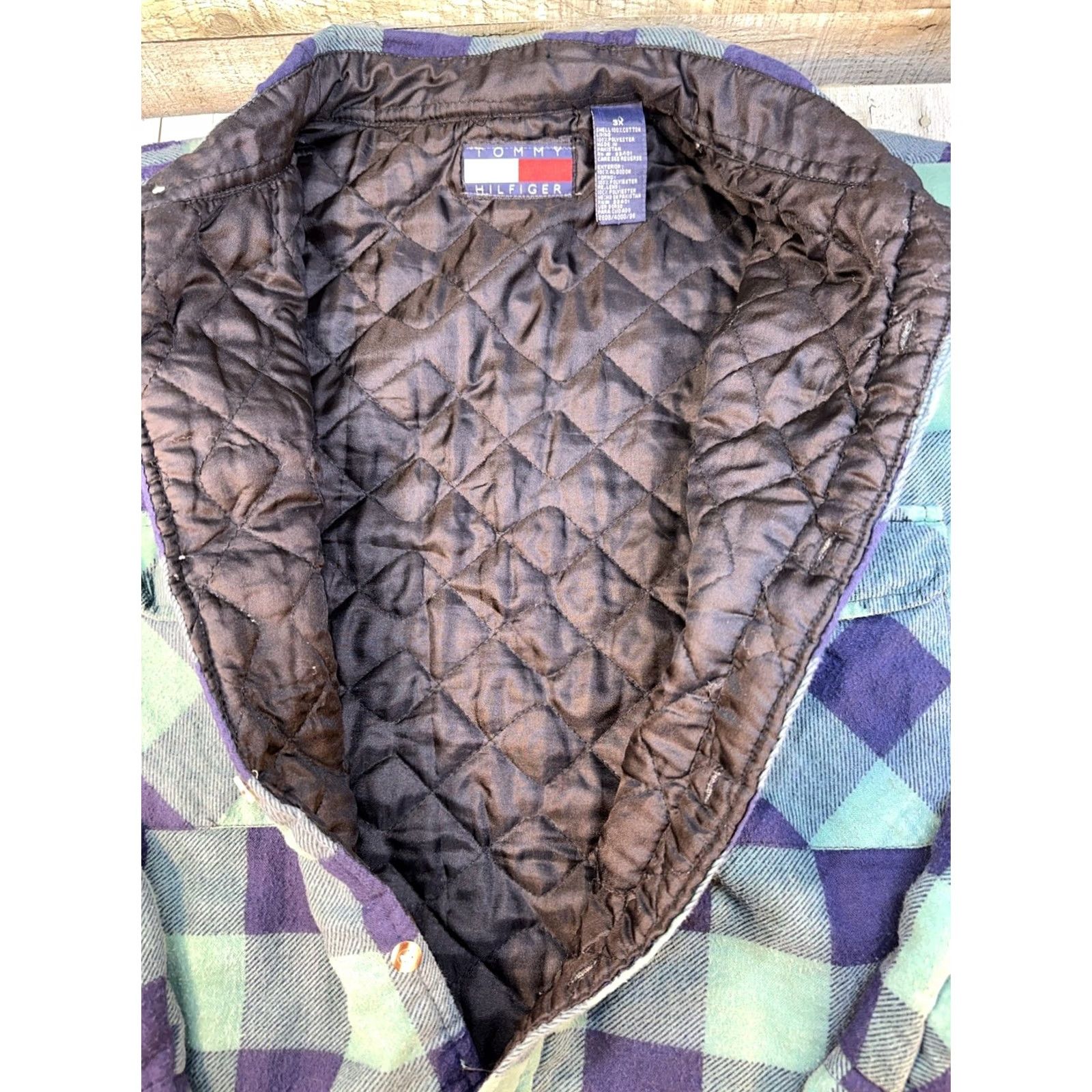 Tommy Hilfiger VINTAGE Tommy Hilfiger Flannel Shirt 3XL Green Long Sleeve Lined Stitch Logo Men 1990s Size US XXL / EU 58 / 5 - 4 Thumbnail
