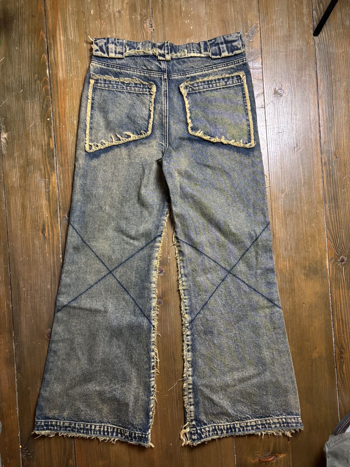 No Faith Studios No Faith Studios Green/Blue Flared Denim Size US 34 / EU 50 - 3 Thumbnail