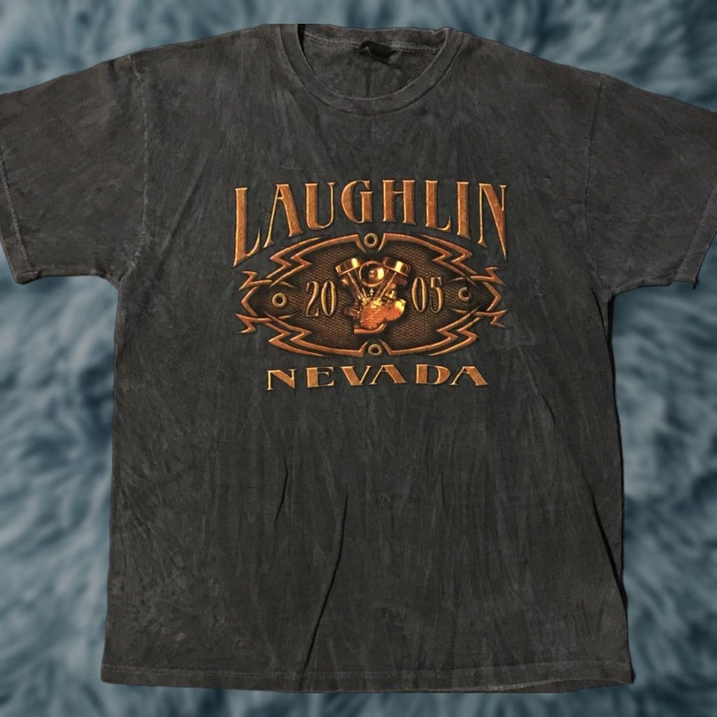 Fruit Of The Loom VINTAGE Laughlin Nevada Acid Wash Biker Shirt XL USA Motorcycle Grunge 90s LV Size US XL / EU 56 / 4 - 1 Thumbnail