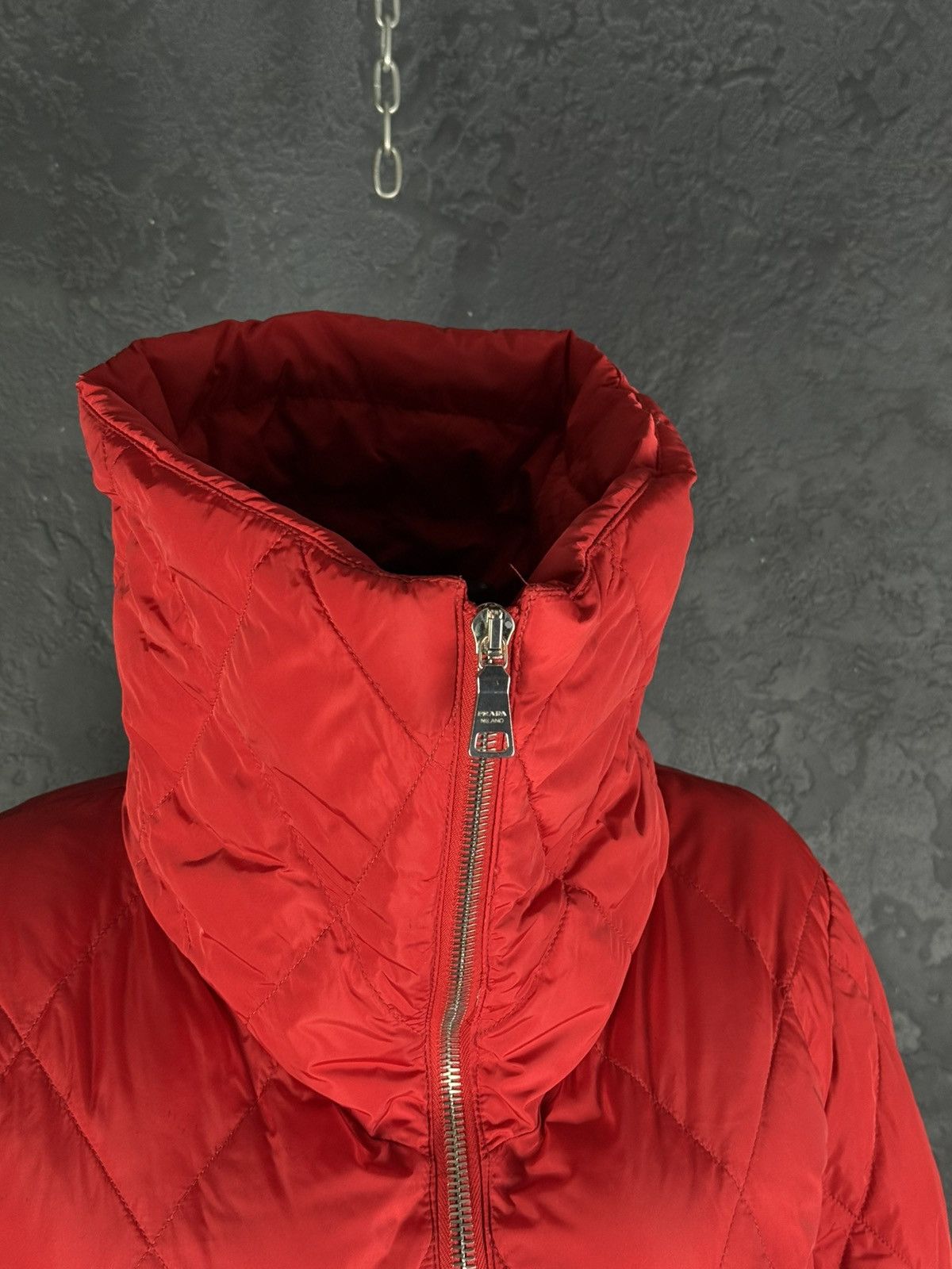 Prada 2008 Prada Red Diamond Women’s Quilted Puffer Jacket Size XL / US 12-14 / IT 48-50 - 6 Thumbnail