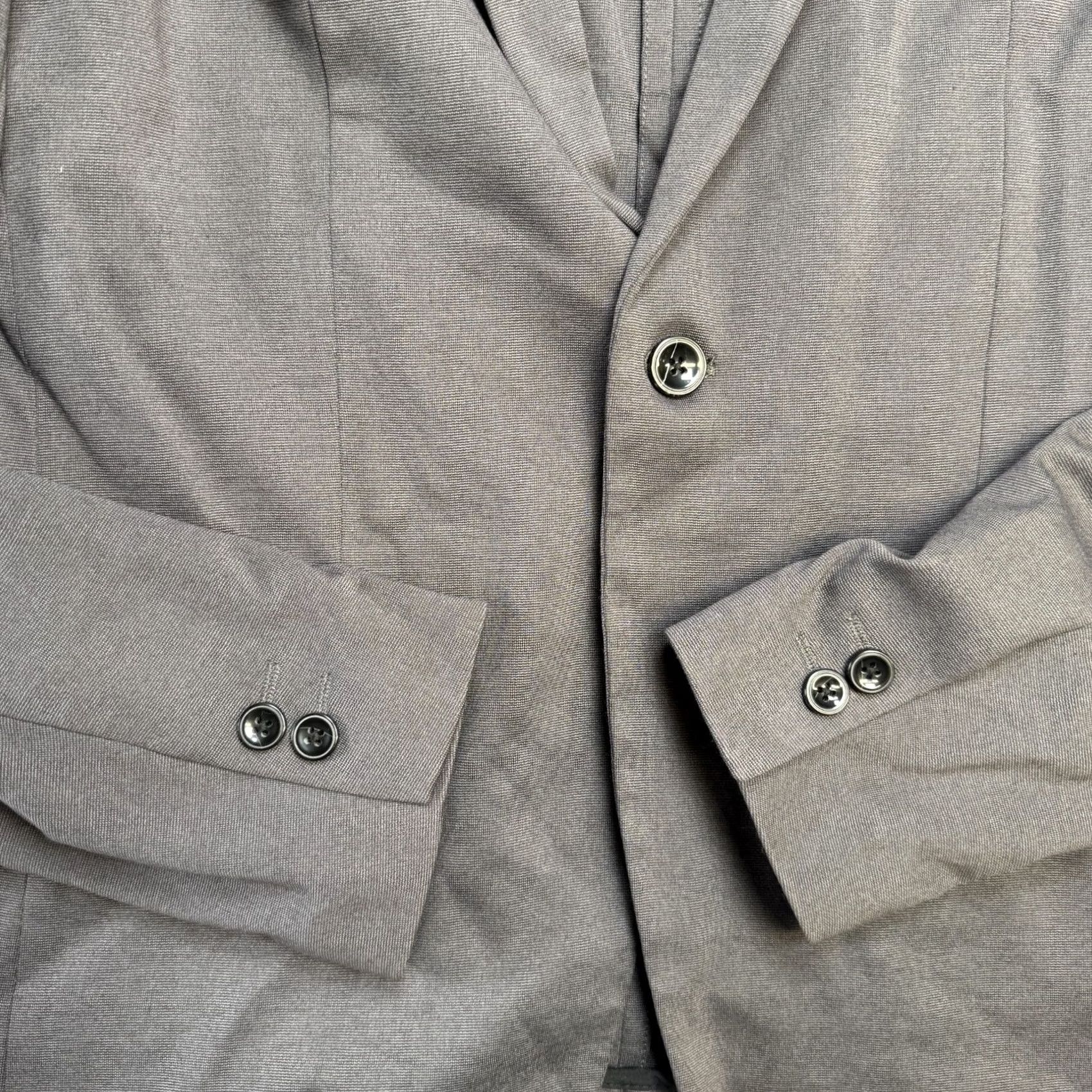 Zara Zara Blazer Mens XL Gray Knit Stretch Notch Lapel Single-Breasted One-Button Two-Button Front Style Athletic Regular Length Jacket Coat Size 46R - 5 Thumbnail