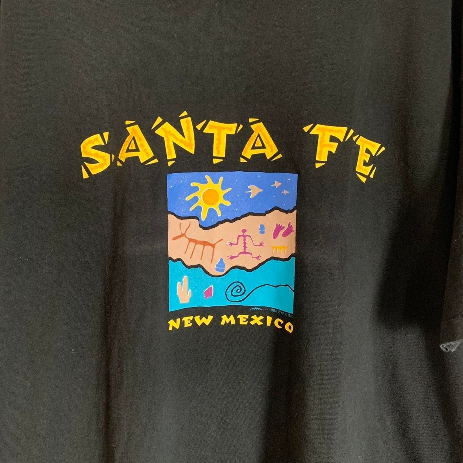 Vintage 1994 Black Santa Fe New Mexico T Shirt Size US XL / EU 56 / 4 - 2 Thumbnail