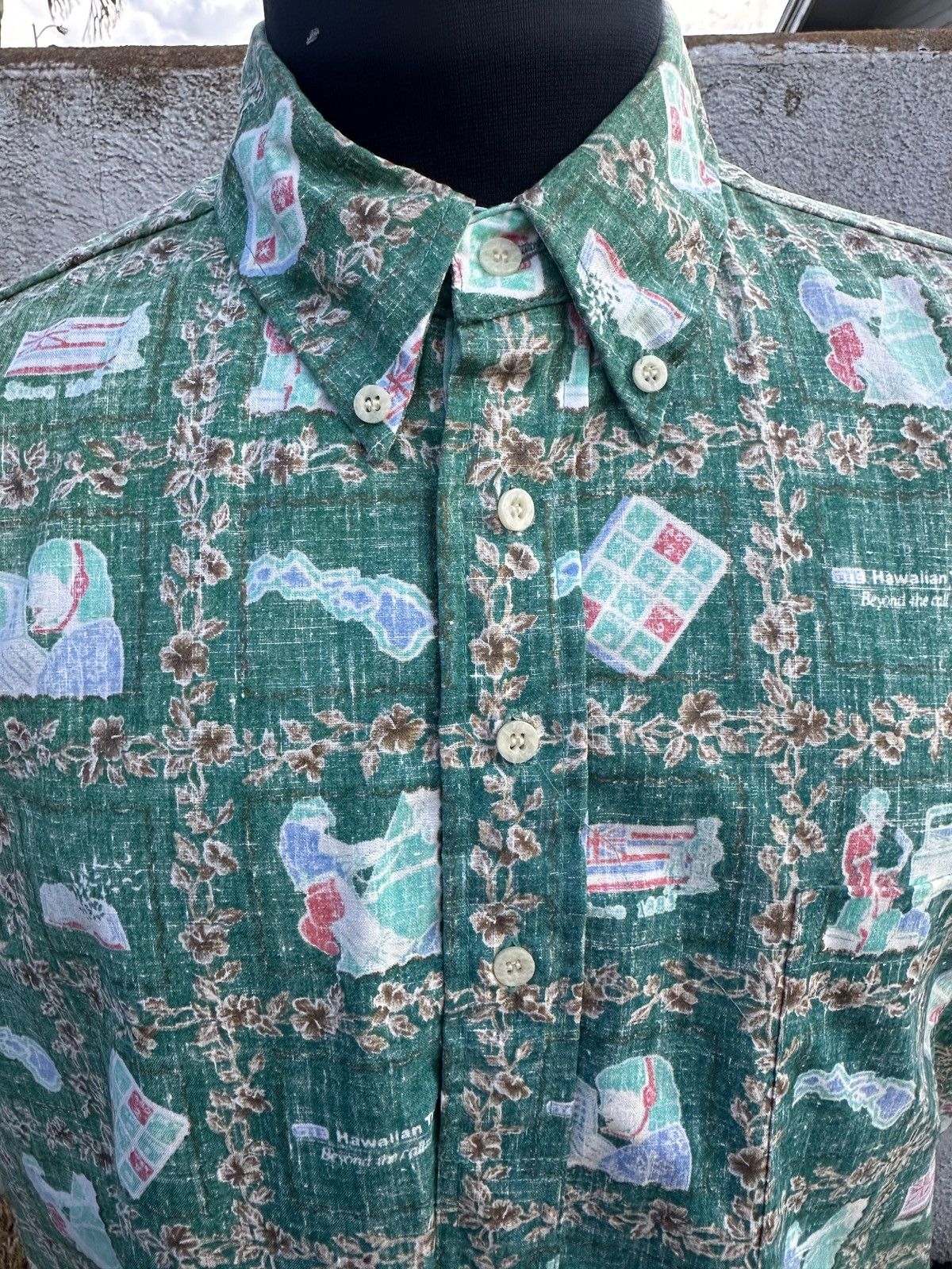 Reyn Spooner Reyn Spooner Hawaiian Shirt Men's L Green Hawaiian Telcom Size US L / EU 52-54 / 3 - 3 Thumbnail