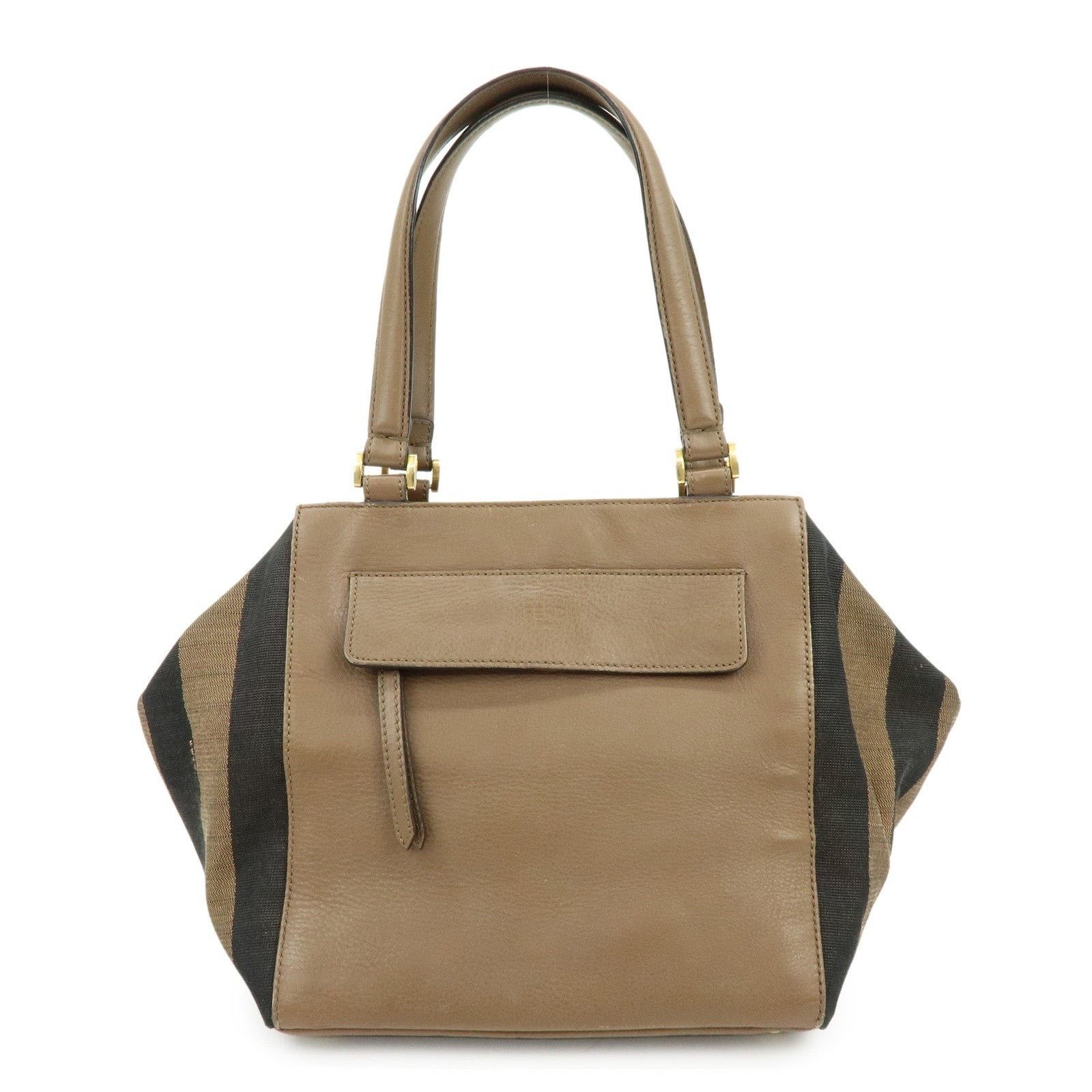 Fendi Fendi Pequin Leather Canvas Tote Brown Size ONE SIZE - 1 Thumbnail
