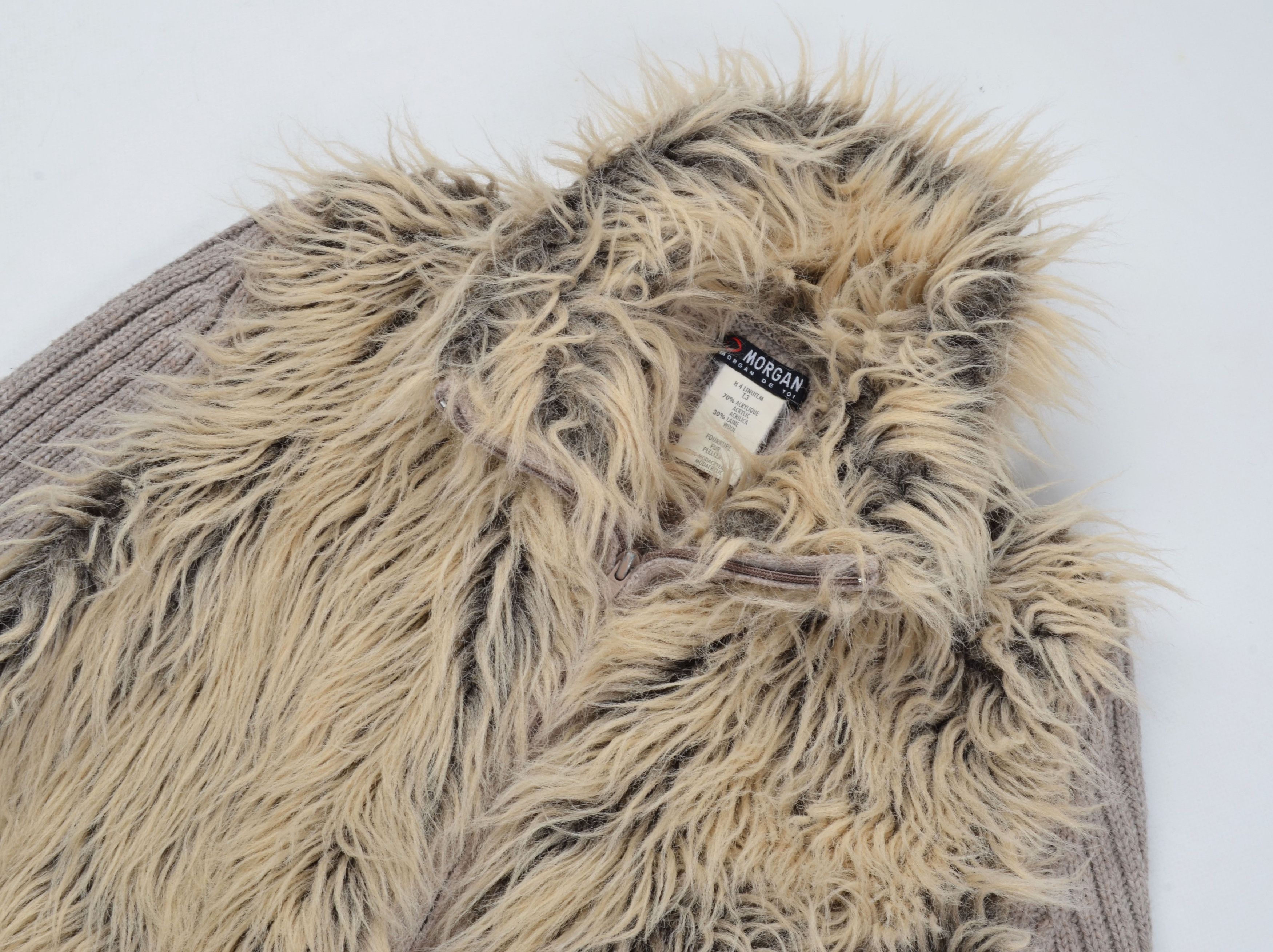 Designer × Morgan De Toi × Vintage Morgan De Toi Y2K Vintage Faux Fur Zip Cardigan Jacket Size M / US 6-8 / IT 42-44 - 5 Thumbnail