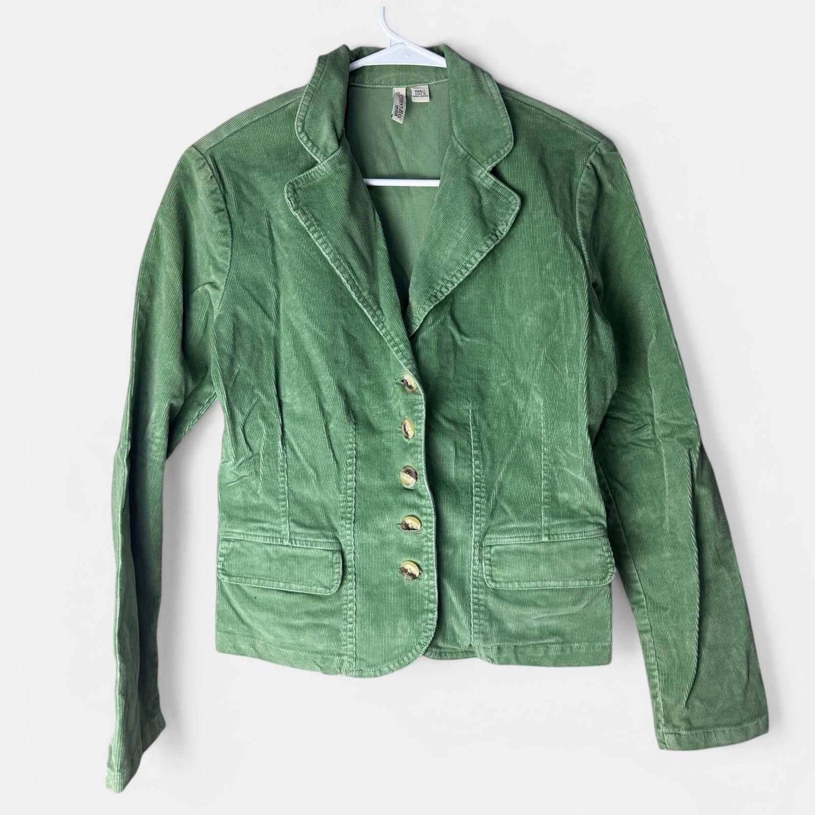 St. Johns Bay St Johns Bay Womens S Blazer Jacket Green Pinstripe Size S / US 4 / IT 40 - 2 Thumbnail