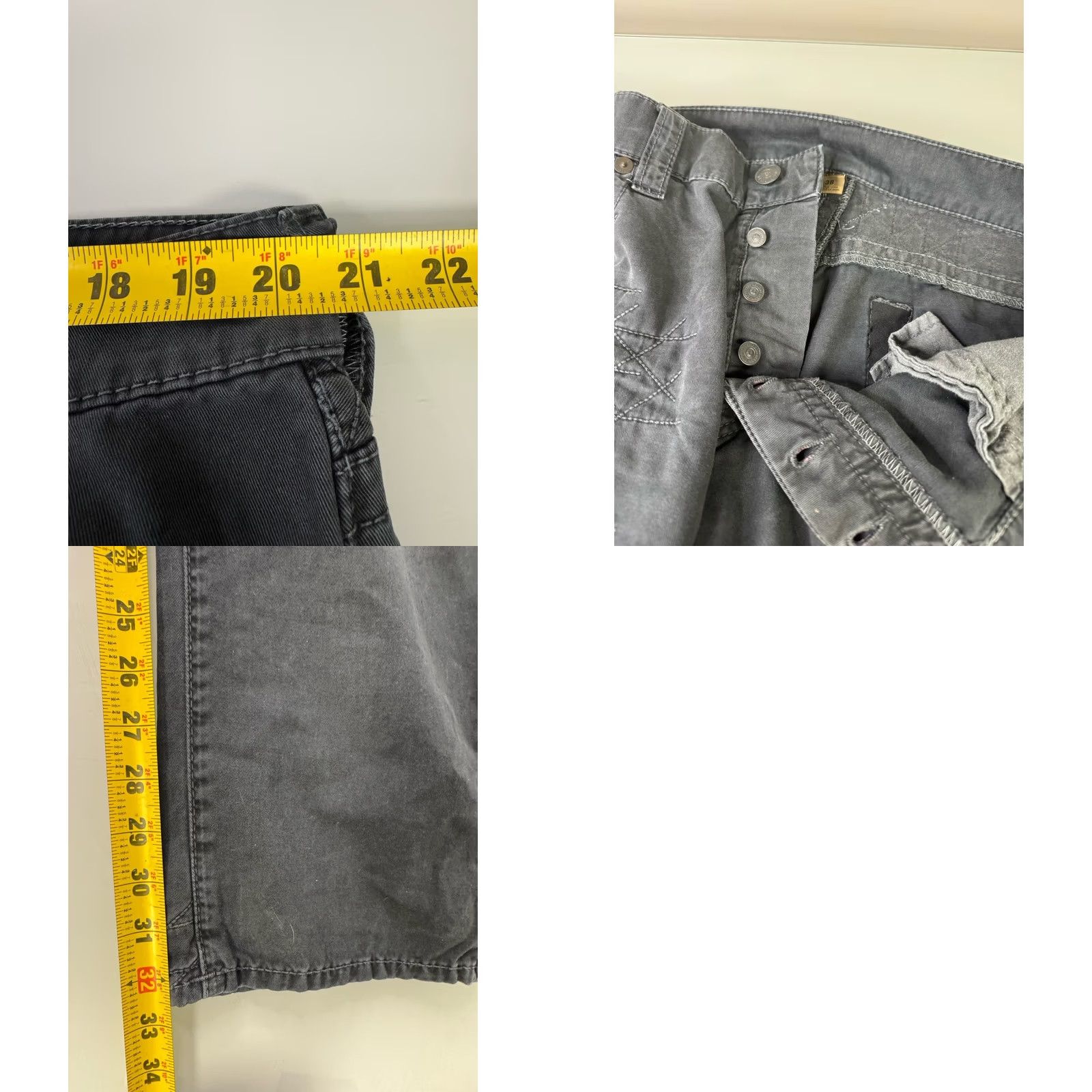 True Religion True Religion Jeans Mens 38x33 Charcoal Dean Geo Quilted Patch Tapered Size US 38 / EU 54 - 8 Thumbnail