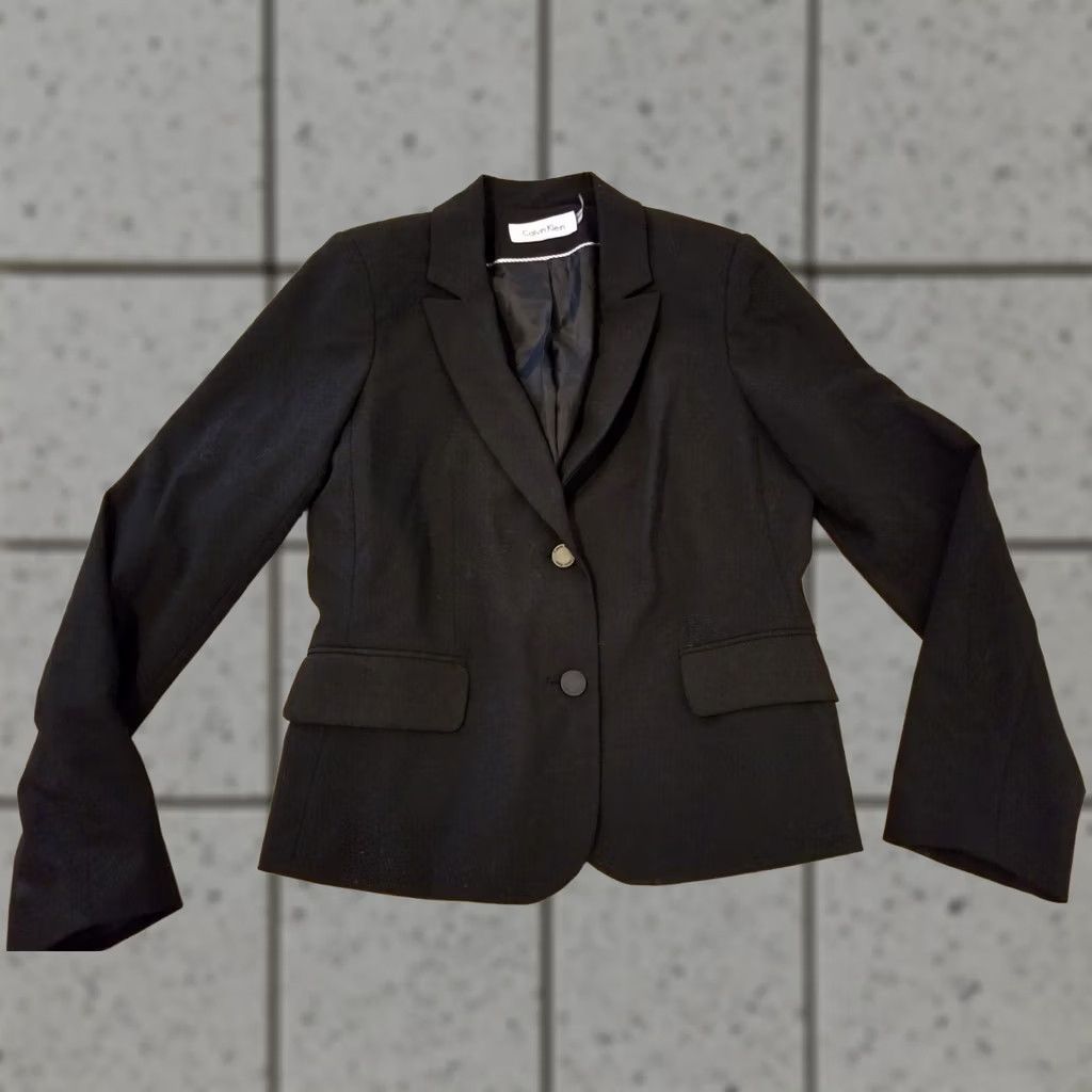 Calvin Klein Calvin Klein Blazer Jacket 10P Petite Black Women Womens Petite Blazer Basic Jacket 10P Calvin Klein Size L / US 10 / IT 46 - 1 Thumbnail
