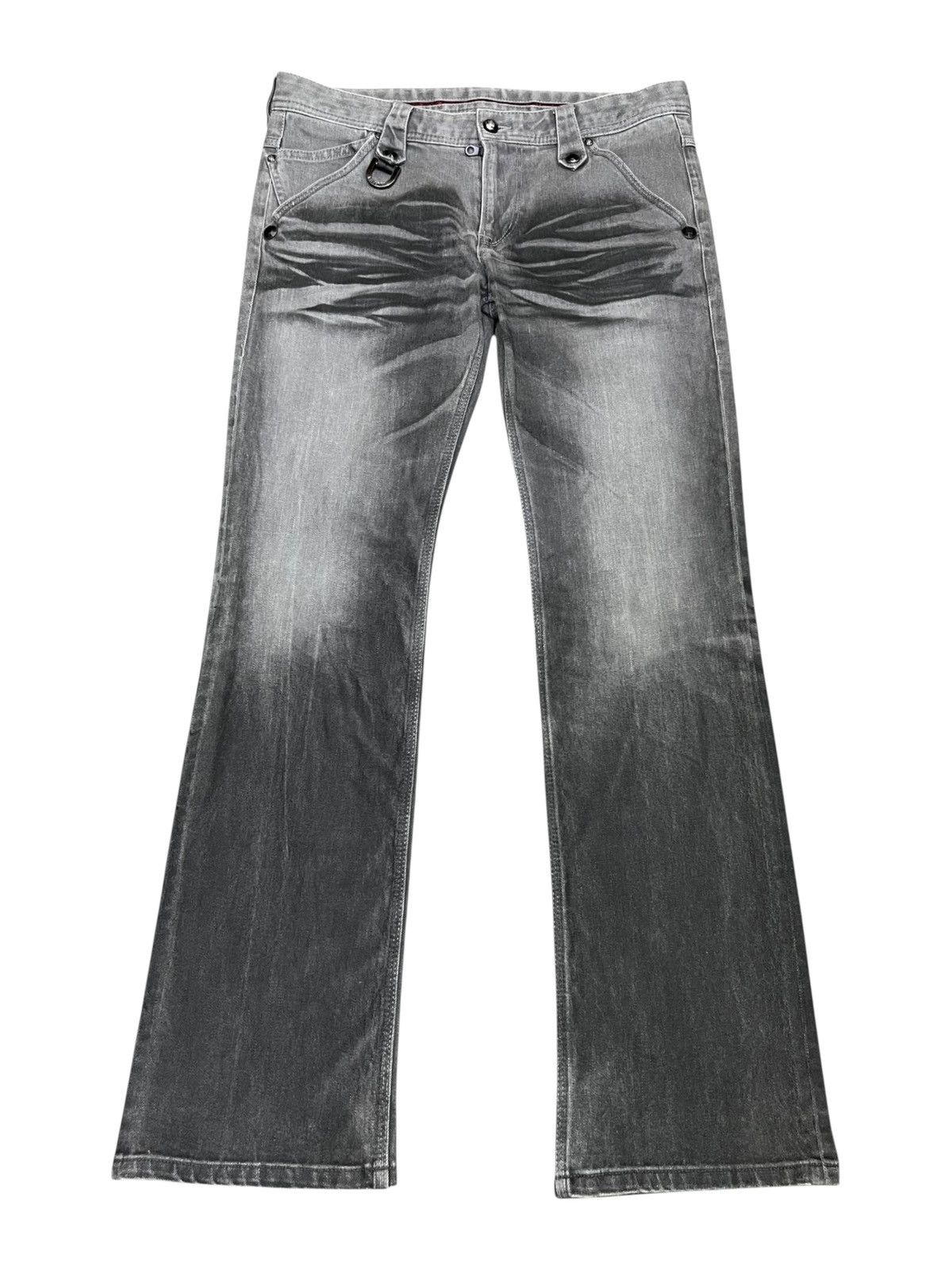 Nicole Club Nicole Japan Charcoal Gray Flare Stretch Denim Harajuku Punk Size US 31 - 4 Thumbnail