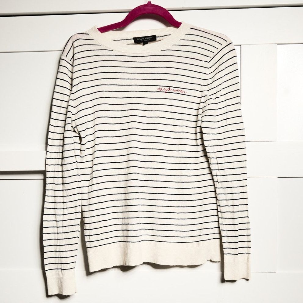 Banana Republic Banana Republic Daydreamer Stripe Sweater Cream Size S / US 4 / IT 40 - 2 Thumbnail