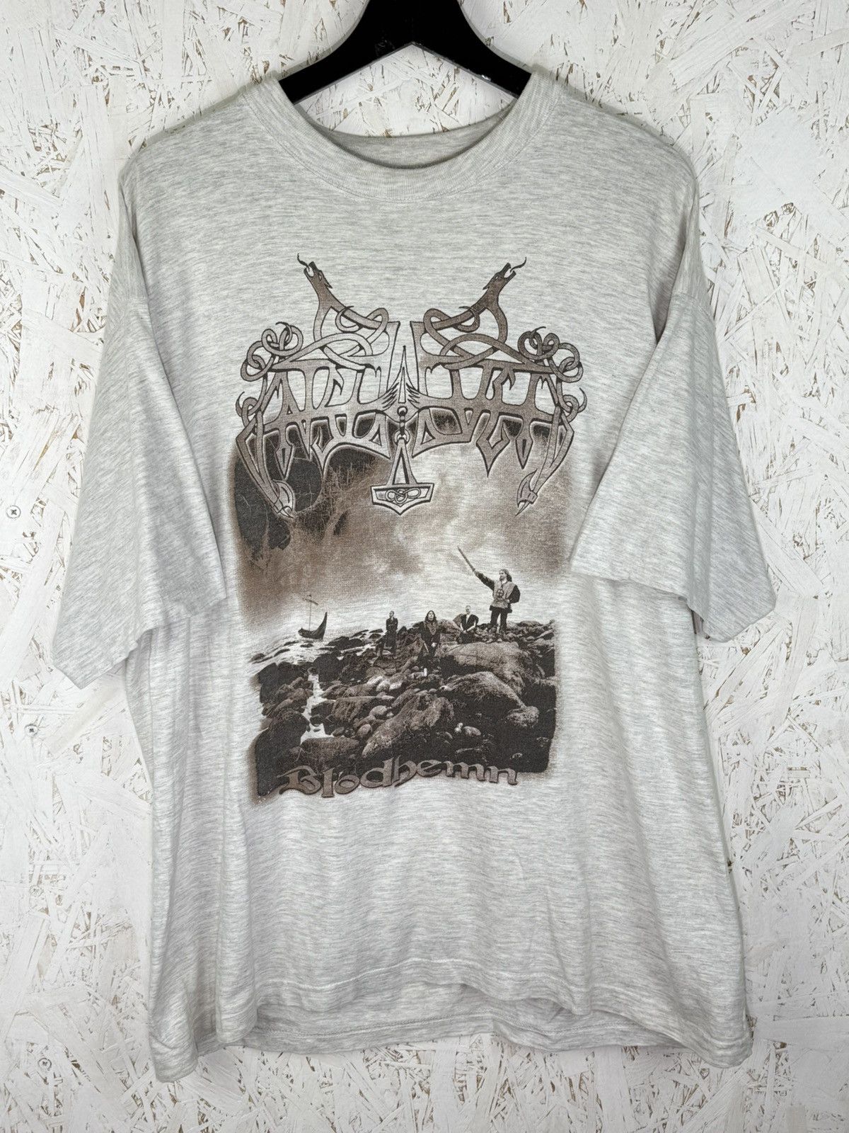 Band Tees 90s Vintage Enslaved Blodhemn 1998 Viking Black Metal Tee XL Size US XL / EU 56 / 4 - 1 Thumbnail