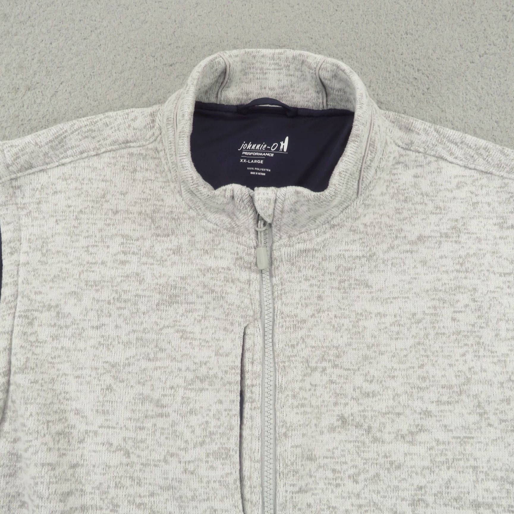 johnnie-O Johnnie-O Vest Mens 2XL Heather Grey Prep-formance 2 Way Zip Fleece Lined Knit Windbreaker Pockets Logo Embroidered Zip Front Stand-Up Collar Size US XXL / EU 58 / 5 - 4 Thumbnail
