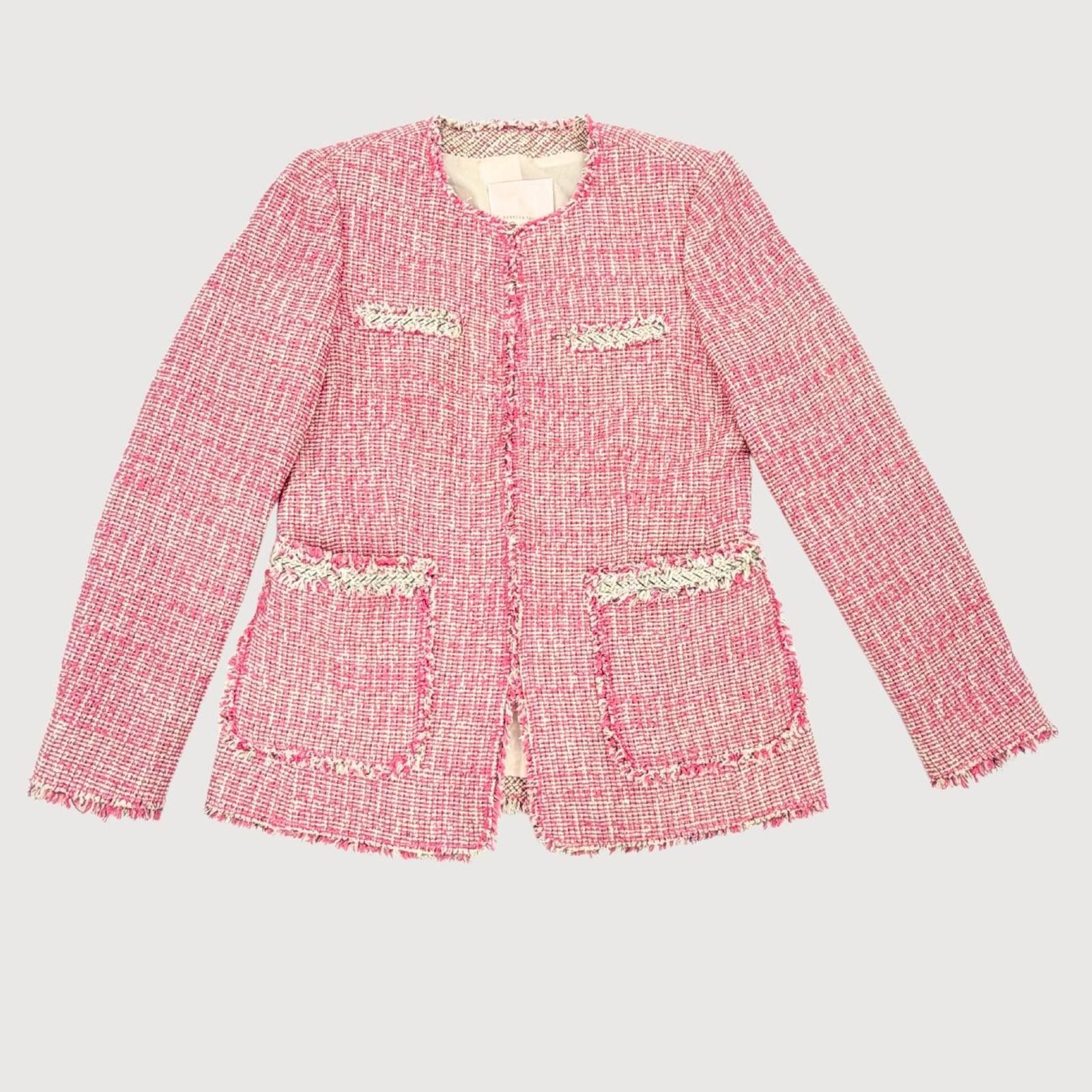 Other Rebecca Taylor Pink Bouclé Tweed Jacket Frayed Trim Blazer 4 Size S / US 4 / IT 40 - 5 Thumbnail