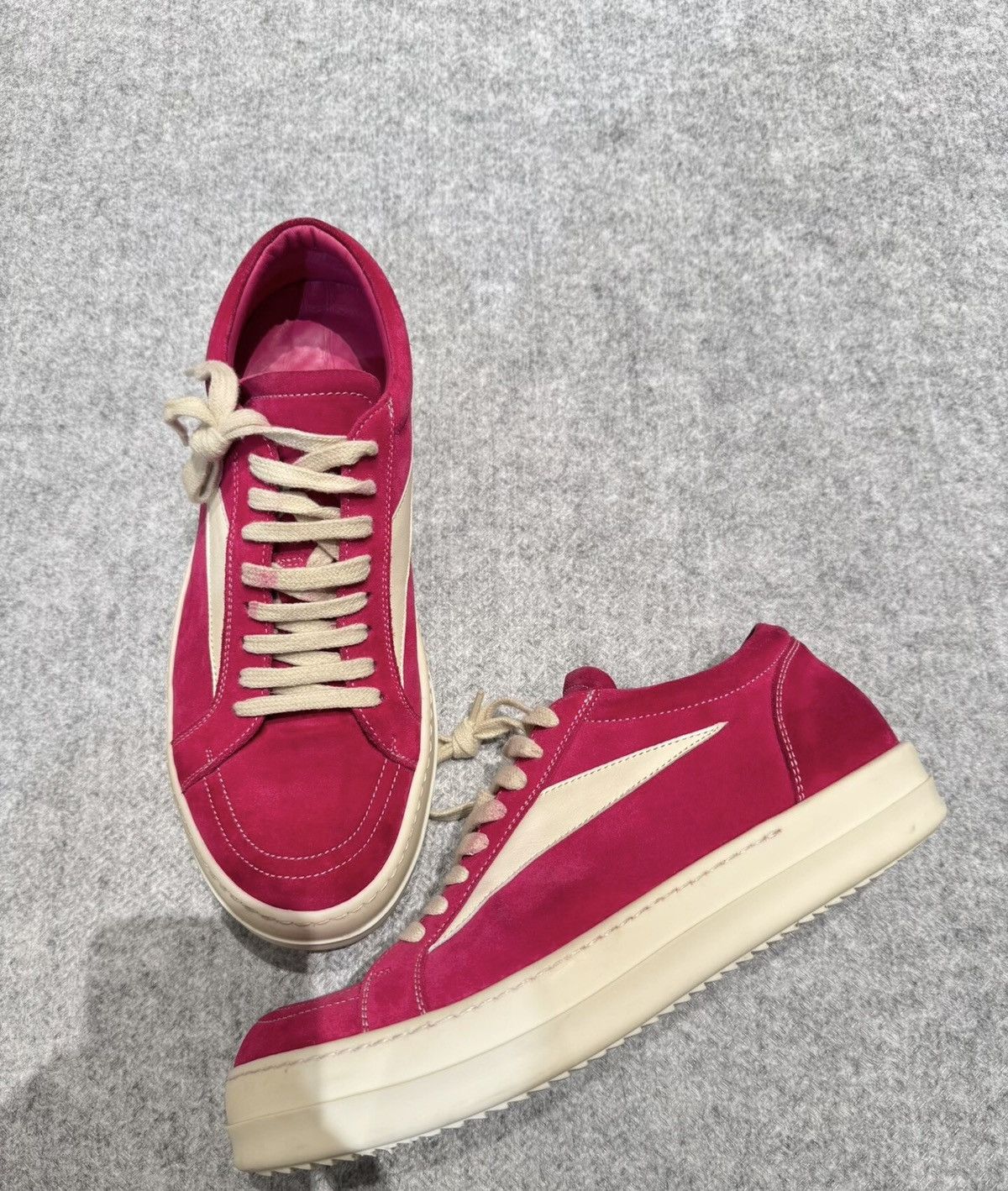 Rick Owens Rick Owens Mainline Suede"Strawberry Pink"Low-Top Sneakers Size US 8 / EU 41 - 3 Thumbnail