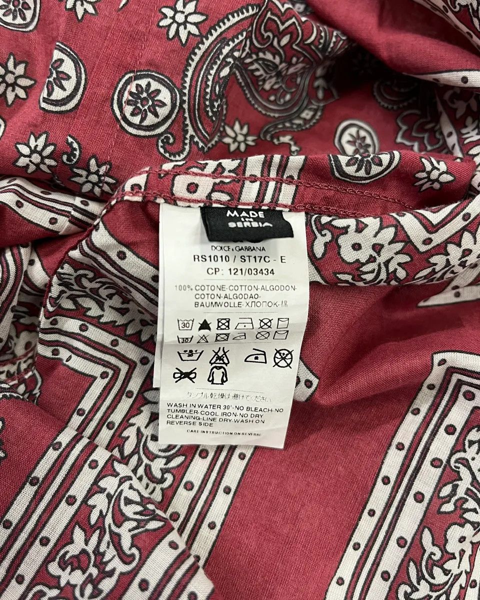 Dolce & Gabbana Dolce & Gabbana Burgundy Paisley Bandana Print Shirt Size US M / EU 48-50 / 2 - 11 Thumbnail