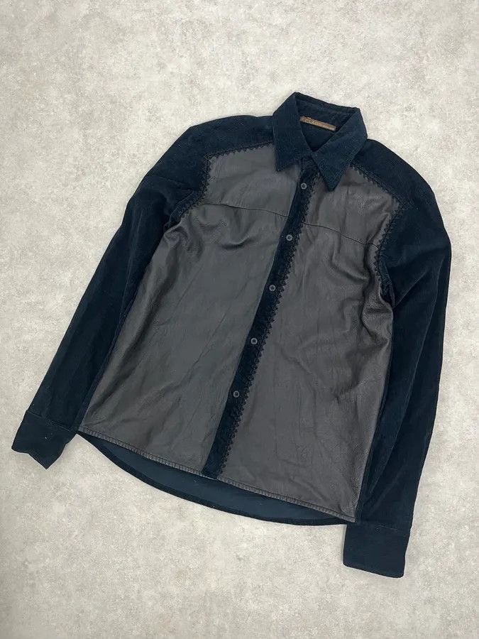 Roberto Cavalli AW2003 Roberto Cavalli Black Velvet & Leather Shirt Size US M / EU 48-50 / 2 - 4 Thumbnail