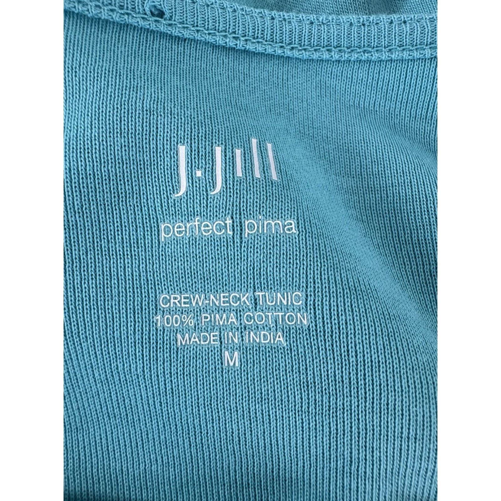 J. Jill J. Jill Teal Crewneck Tunic Womens Size M 100% Pima Cotton Casual Lightweight Size M / US 6-8 / IT 42-44 - 7 Thumbnail