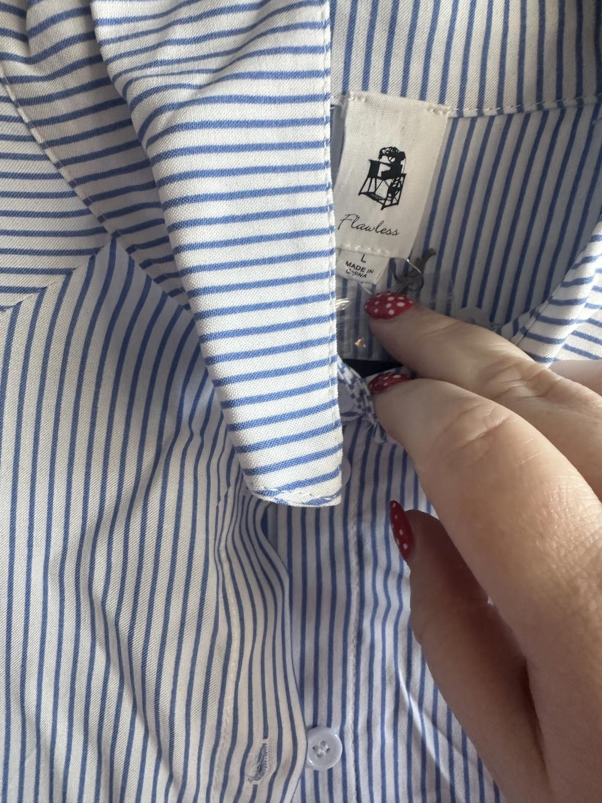Designer Flawless Blue Striped Button-Up Shirt Size L / US 10 / IT 46 - 3 Thumbnail