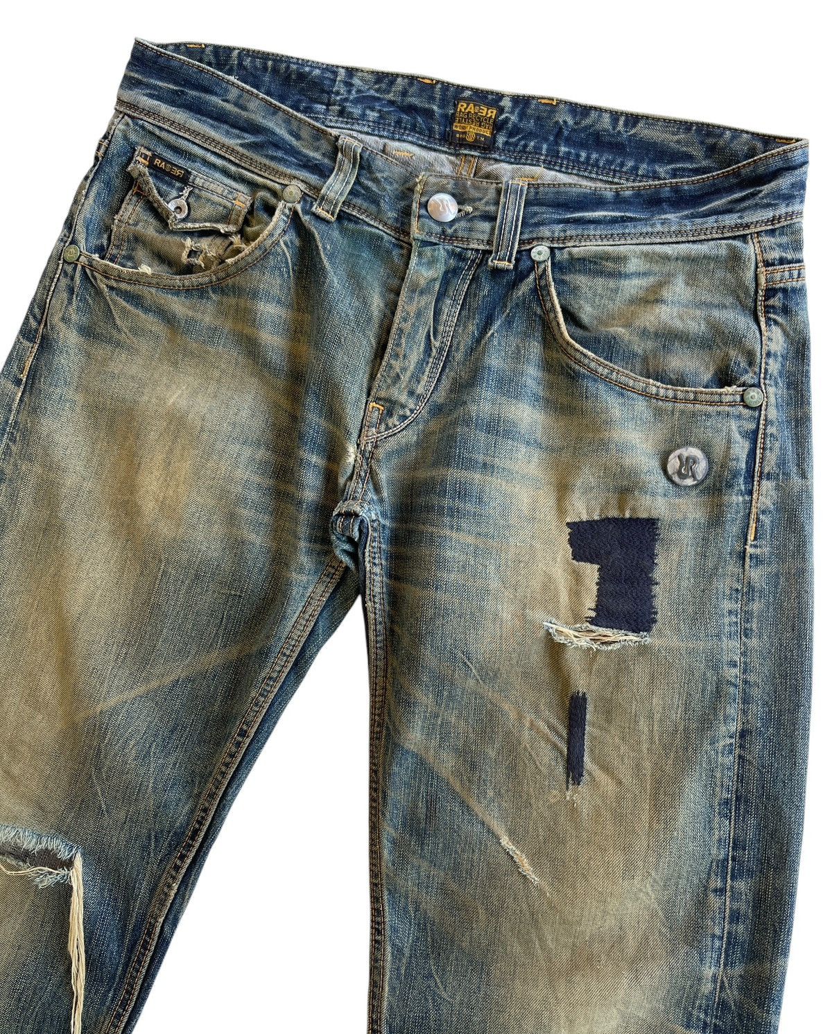 Japanese Brand Rag Recycle Dirty Distressed Jeans Size US 35 - 5 Thumbnail
