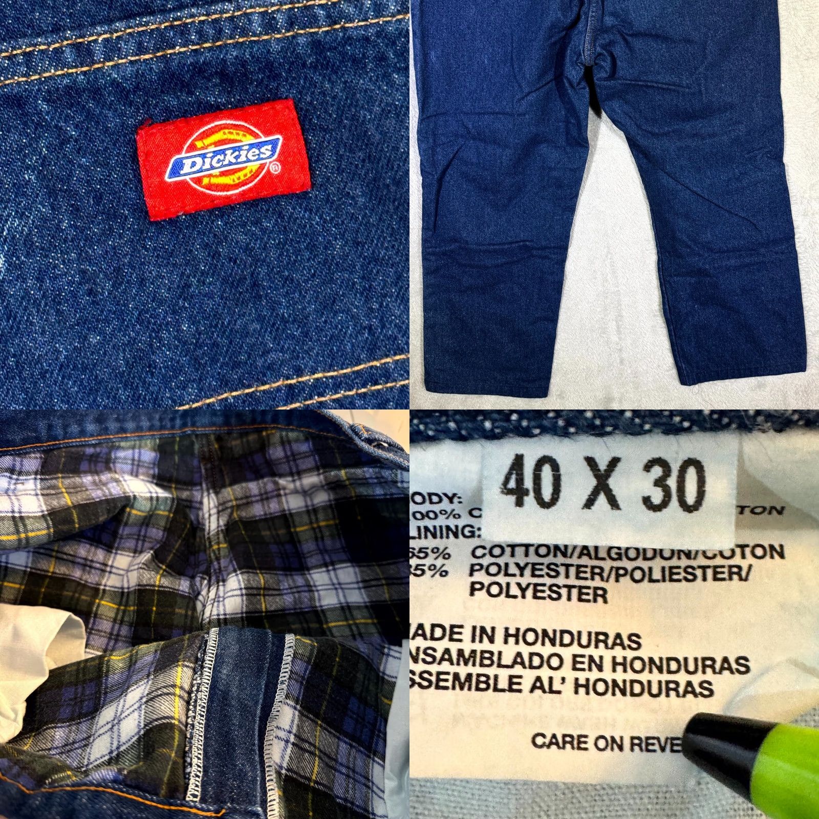 Dickies Dickies Jeans Main Point Flannel-Lined 40x30 Blue Denim Plaid High Rise Straight Mens Jeans Size US 40 / EU 56 - 8 Thumbnail