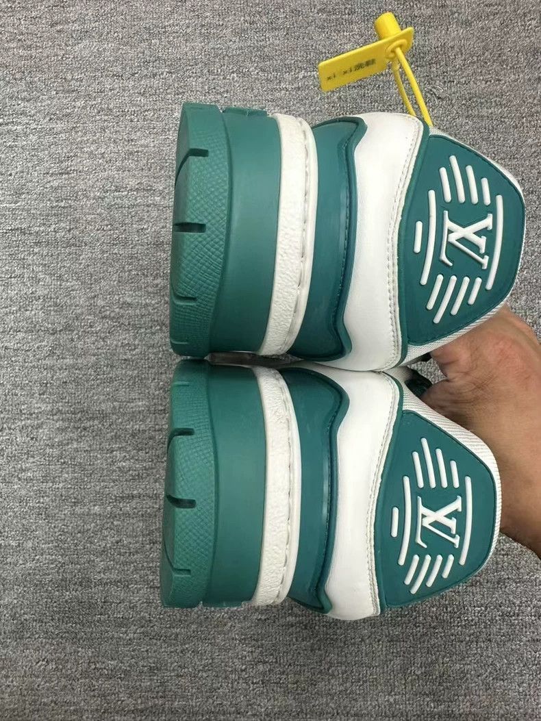 Louis Vuitton Louis Vuitton Lv Trainer White and Teal Sneakers-2506 Size US 10 / EU 43 - 4 Thumbnail