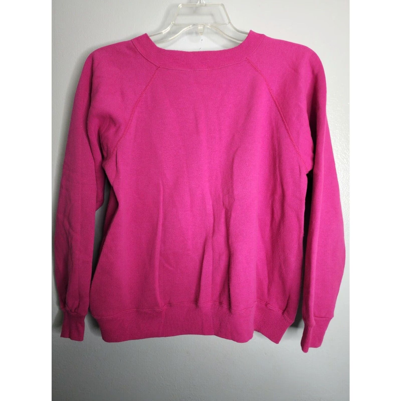 Hanes VINTAGE Hanes Her Way Raglan Crewneck Sweatshirt Pink - Womens L - 90s - Blank, All Seasons, Cotton/Acrylic blend, Activewear Sweatshirt Size L / US 10 / IT 46 - 2 Thumbnail