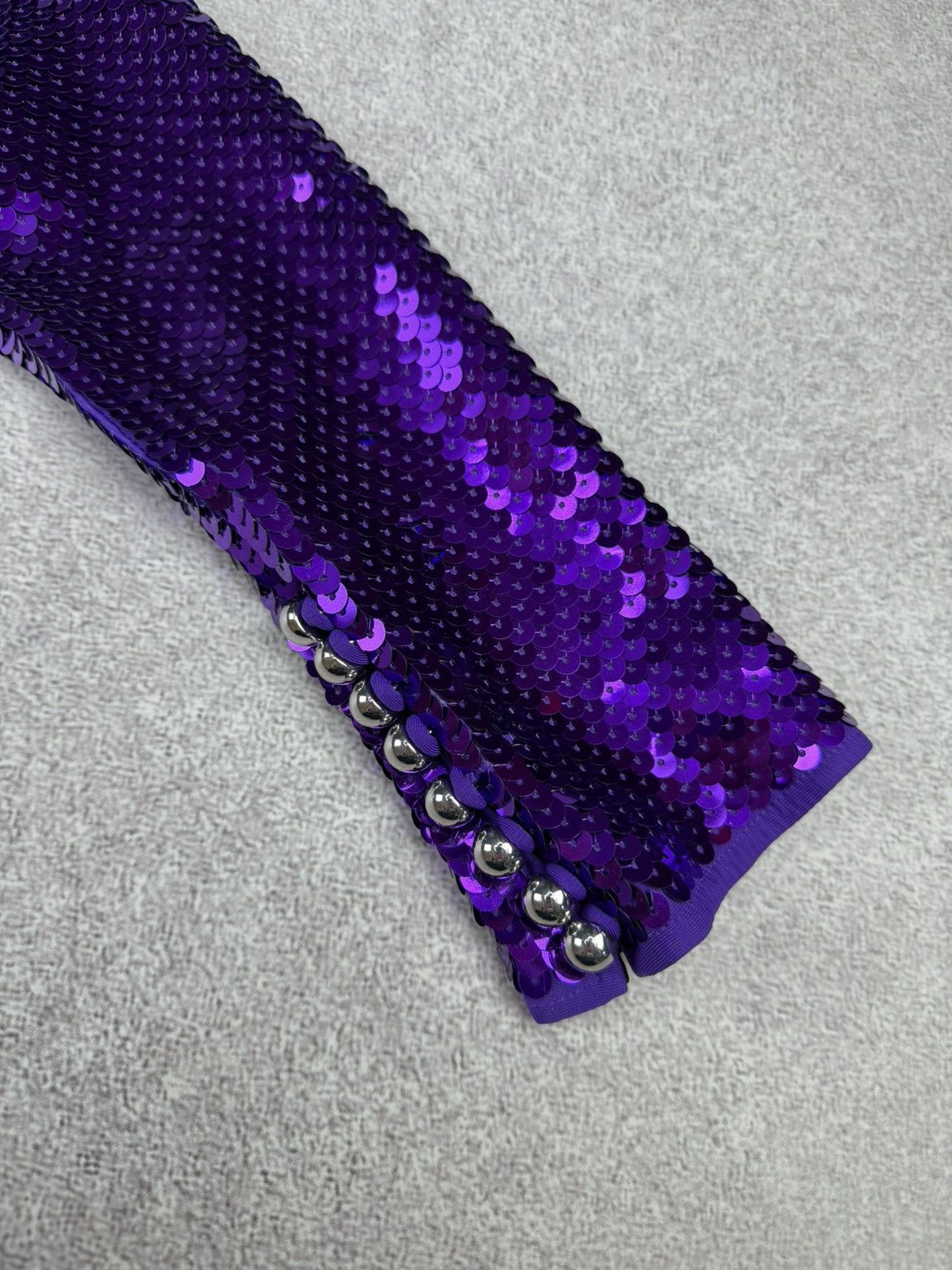 Paco Rabanne Paco Rabbane H&M Purple Sequin Suit Crop Top and Pants S Size S / US 4 / IT 40 - 4 Thumbnail