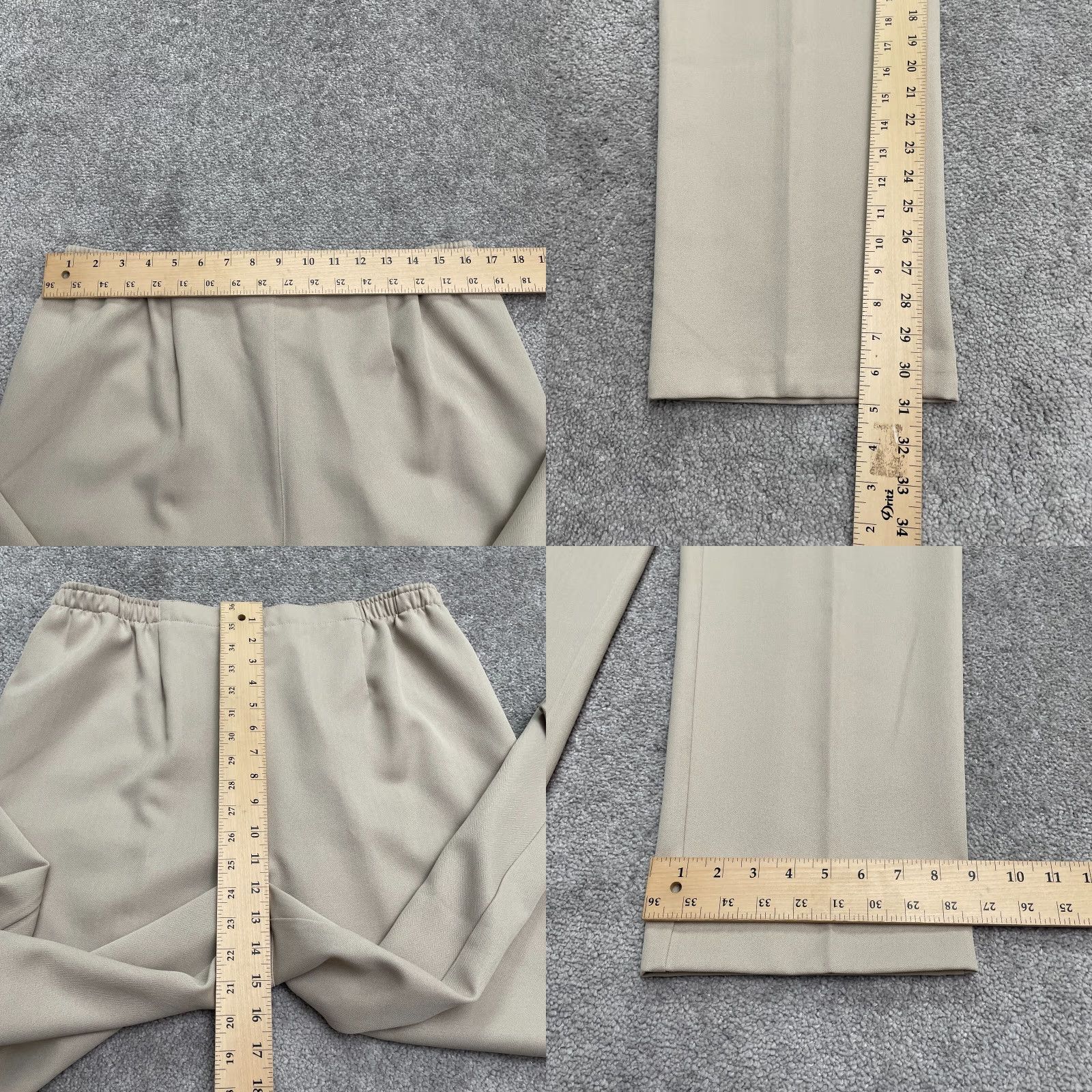 Vintage Draper's & Damon's Vintage 90s Y2K Dress Pants Womens 16 Beige Pull On Elastic Waist High Rise Flat Front Regular Size 38" / US 16 / IT 52 - 8 Thumbnail