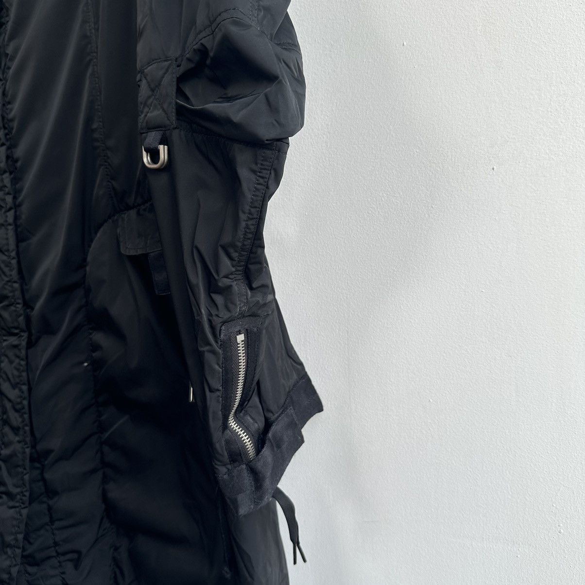Marithe + Francois Girbaud 🔥BLACK nylon BONDAGE LONG JACKET MFG Size L / US 10 / IT 46 - 17 Thumbnail