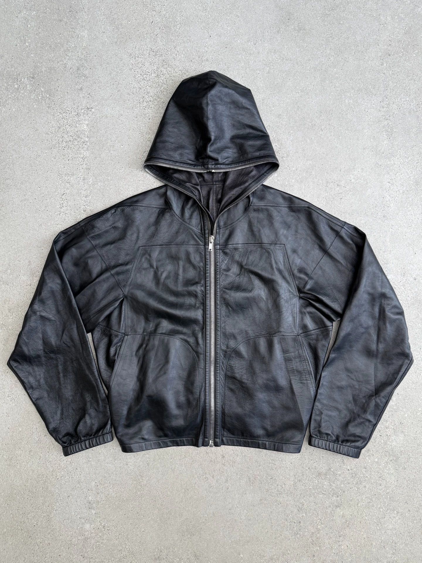 Rick Owens Rick Owens Lambskin Short Wide Hooded Zip-Up Jacket 50/L Size US M / EU 48-50 / 2 - 1 Thumbnail