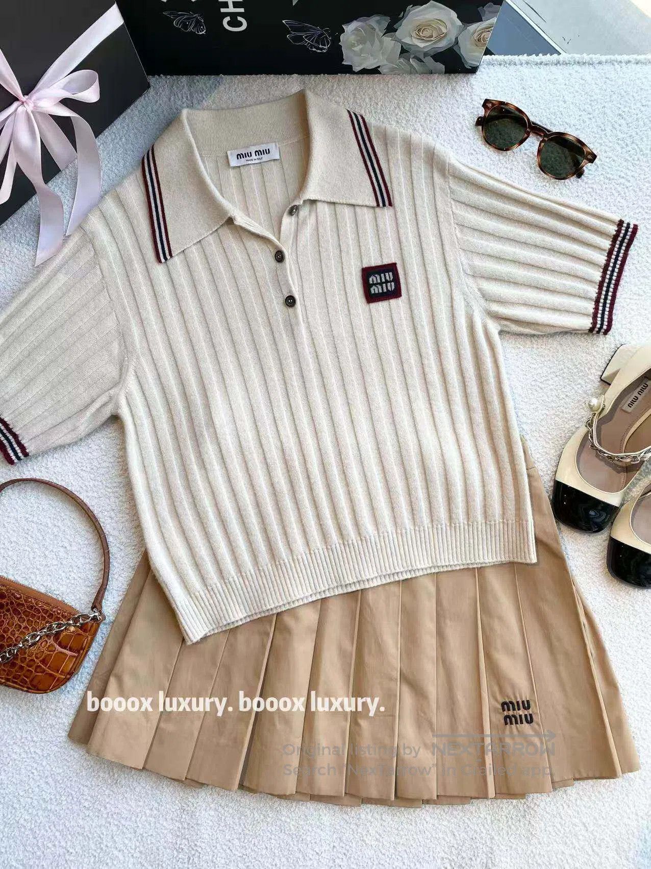 Miu Miu Miu Miu Letter Logo print short-sleeved polo shirt| Size XS / US 0-2 / IT 36-38 - 1 Thumbnail