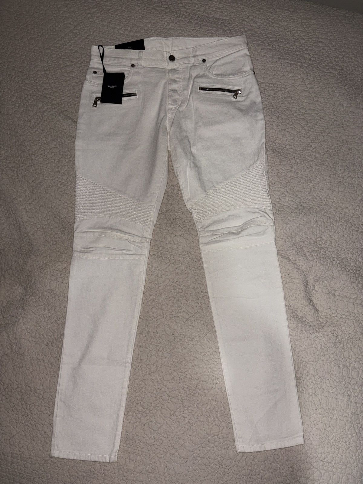 Balmain White Balmain Biker Denim Size US 34 / EU 50 - 1 Thumbnail